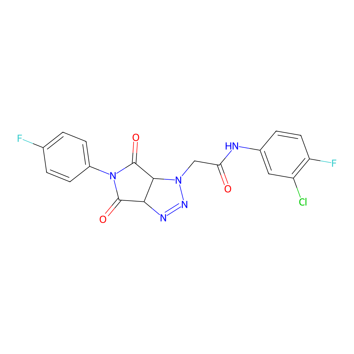 N-(3-chloro-4-fluorophenyl)-2-(5-(4-fluorophenyl)-4,6-dioxo-4,5,6,6a-tetrahydropyrrolo[3,4-d][1,2,3]triazol-1(3aH)-yl)acetamide molecular structure, CAS 1052618-93-5