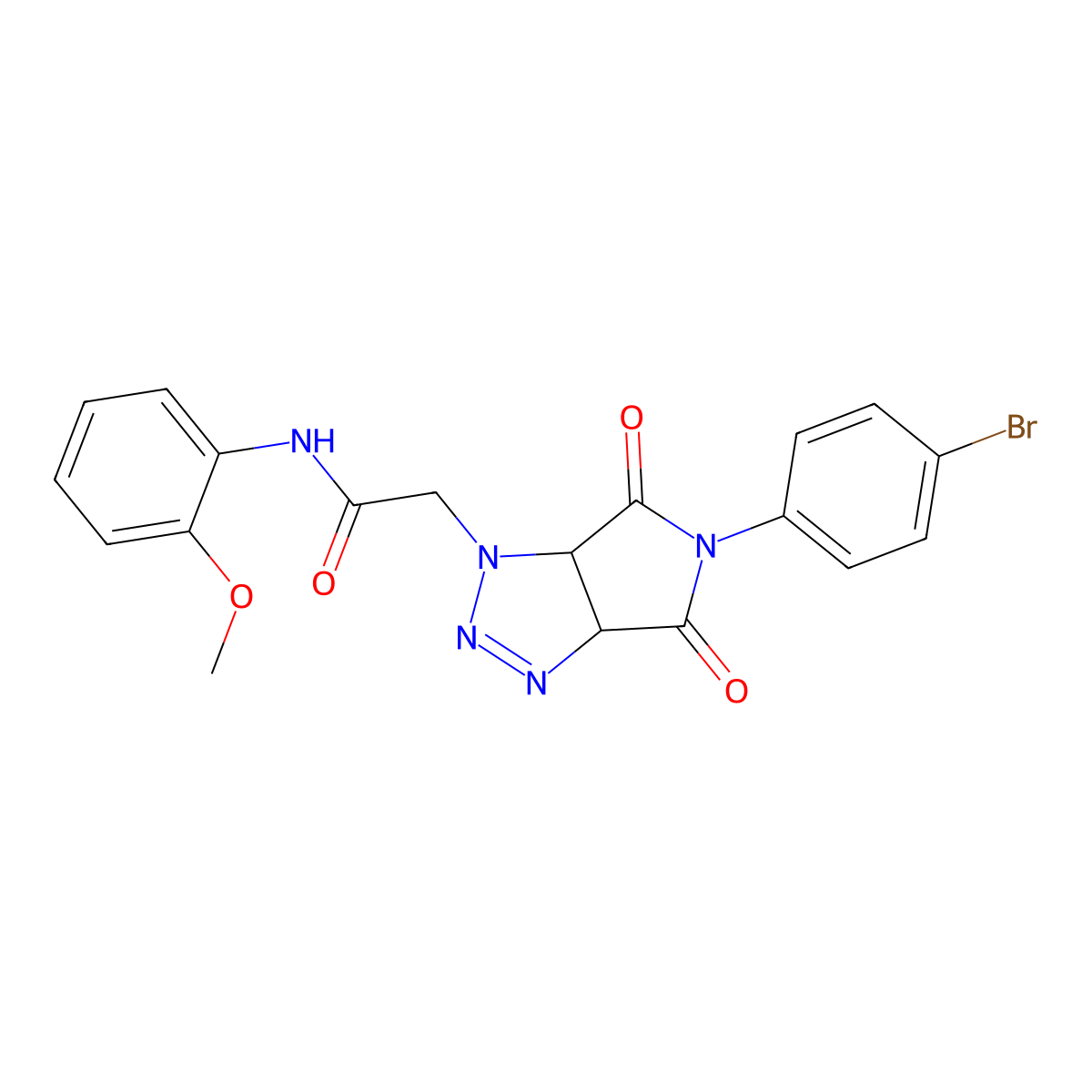 2-(5-(4-bromophenyl)-4,6-dioxo-4,5,6,6a-tetrahydropyrrolo[3,4-d][1,2,3]triazol-1(3aH)-yl)-N-(2-methoxyphenyl)acetamide molecular structure, CAS 1052619-86-9