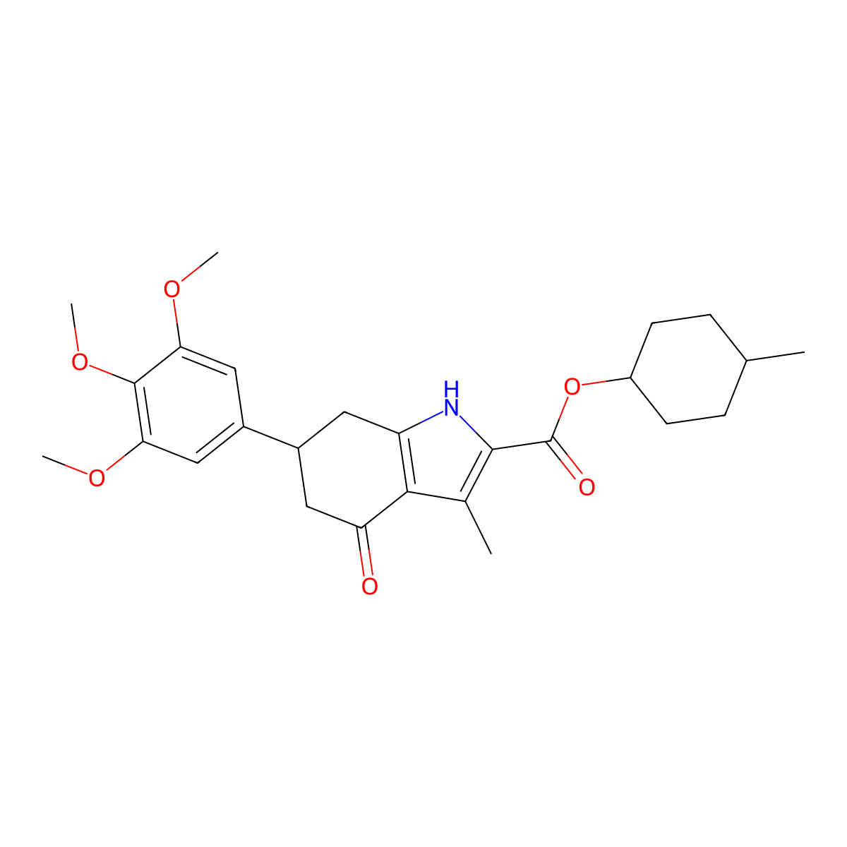 4-methylcyclohexyl 3-methyl-4-oxo-6-(3,4,5-trimethoxyphenyl)-4,5,6,7-tetrahydro-1H-indole-2-carboxylate molecular structure, CAS 1052620-54-8