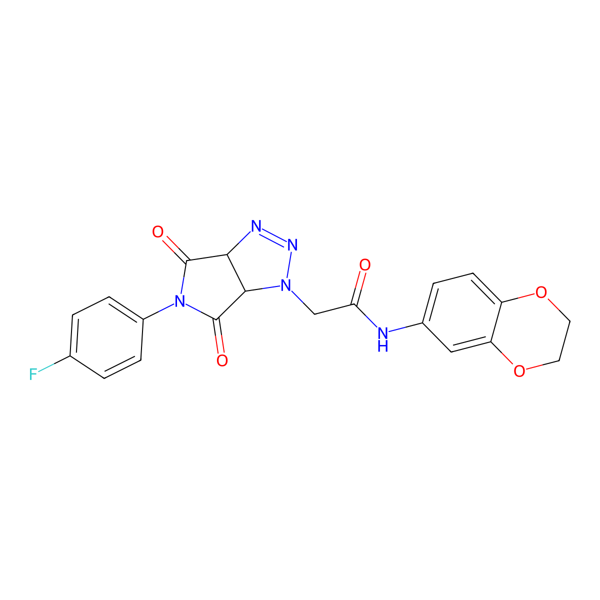 N-(2,3-dihydrobenzo[b][1,4]dioxin-6-yl)-2-(5-(4-fluorophenyl)-4,6-dioxo-4,5,6,6a-tetrahydropyrrolo[3,4-d][1,2,3]triazol-1(3aH)-yl)acetamide molecular structure, CAS 1052621-21-2