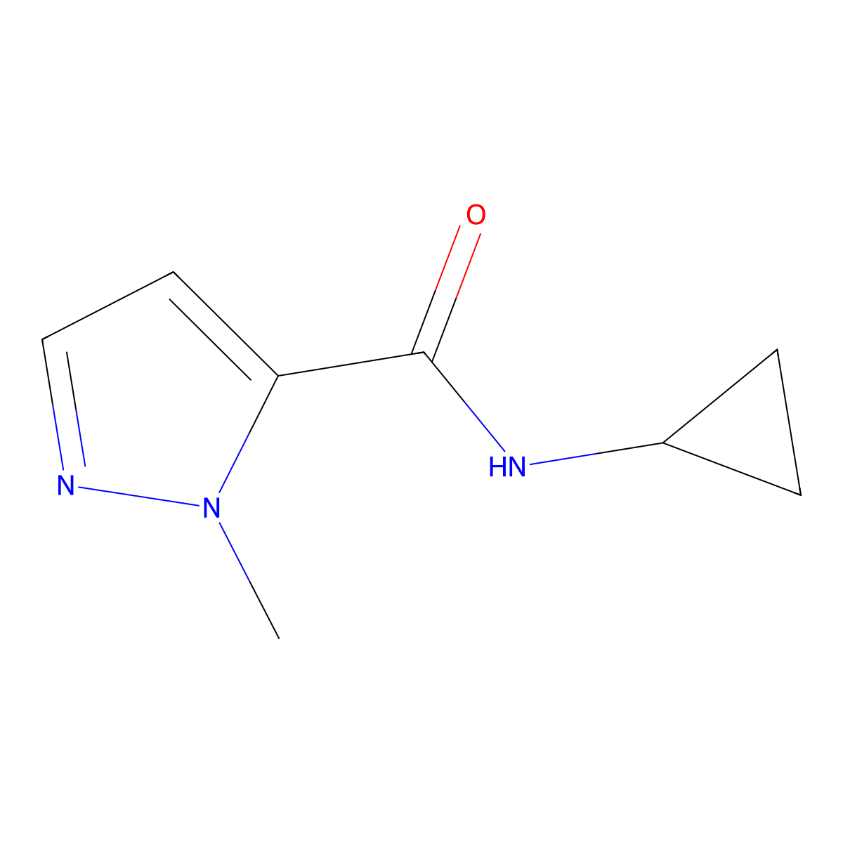 N-cyclopropyl-1-methyl-1H-pyrazole-5-carboxamide molecular structure, CAS 1052622-09-9