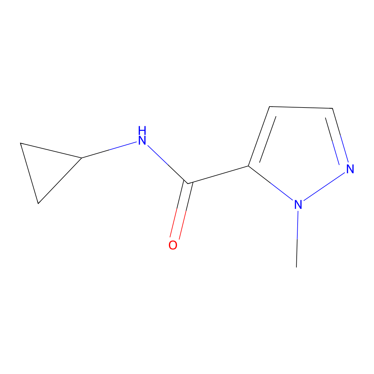 N-cyclopropyl-1-methyl-1H-pyrazole-5-carboxamide molecular structure, CAS 1052622-09-9