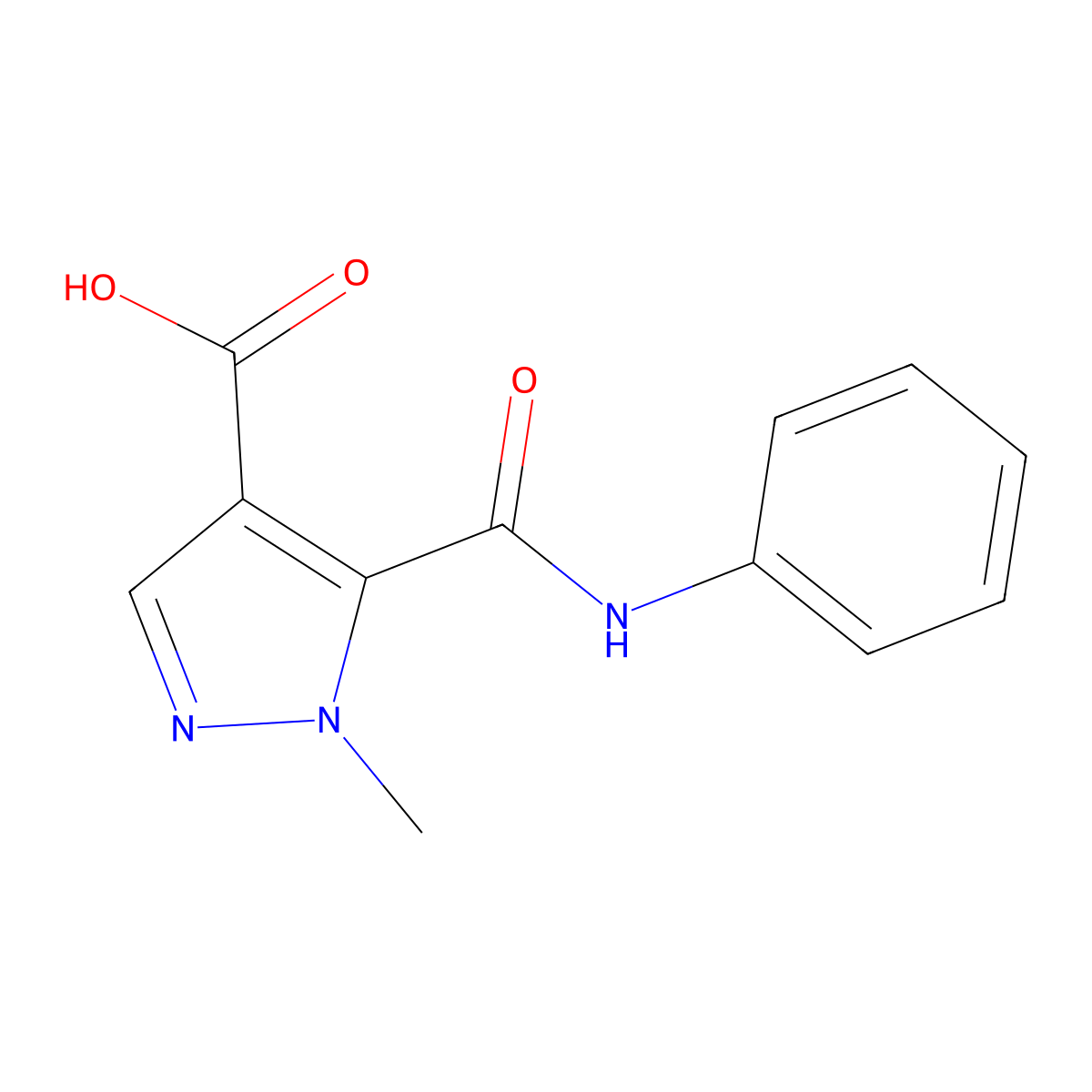 5-(anilinocarbonyl)-1-methyl-1H-pyrazole-4-carboxylic acid molecular structure, CAS 1052627-11-8