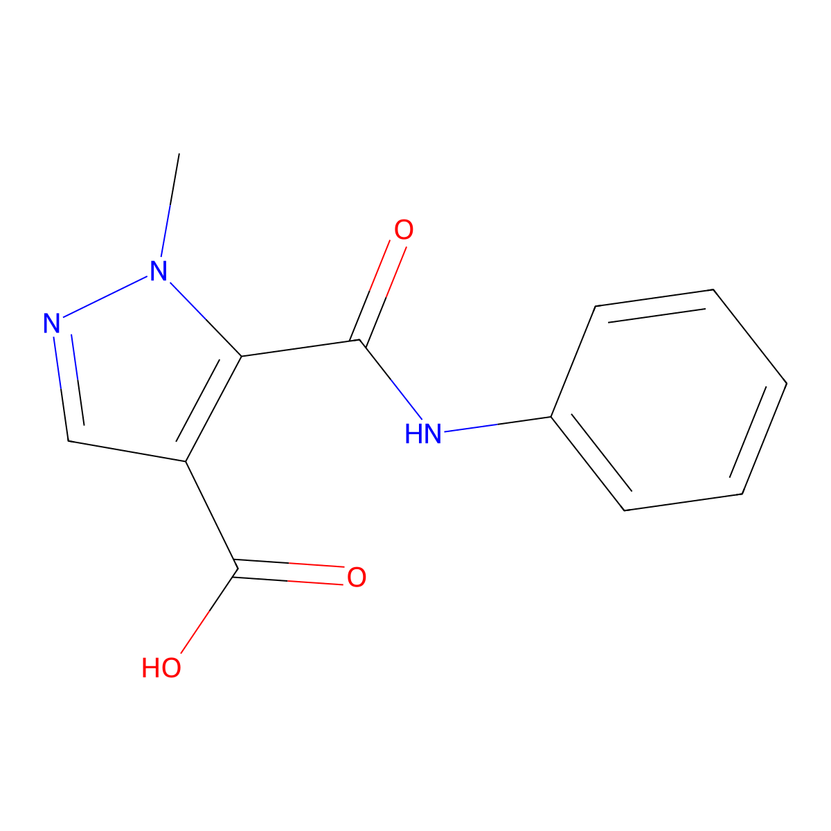 5-(anilinocarbonyl)-1-methyl-1H-pyrazole-4-carboxylic acid molecular structure, CAS 1052627-11-8