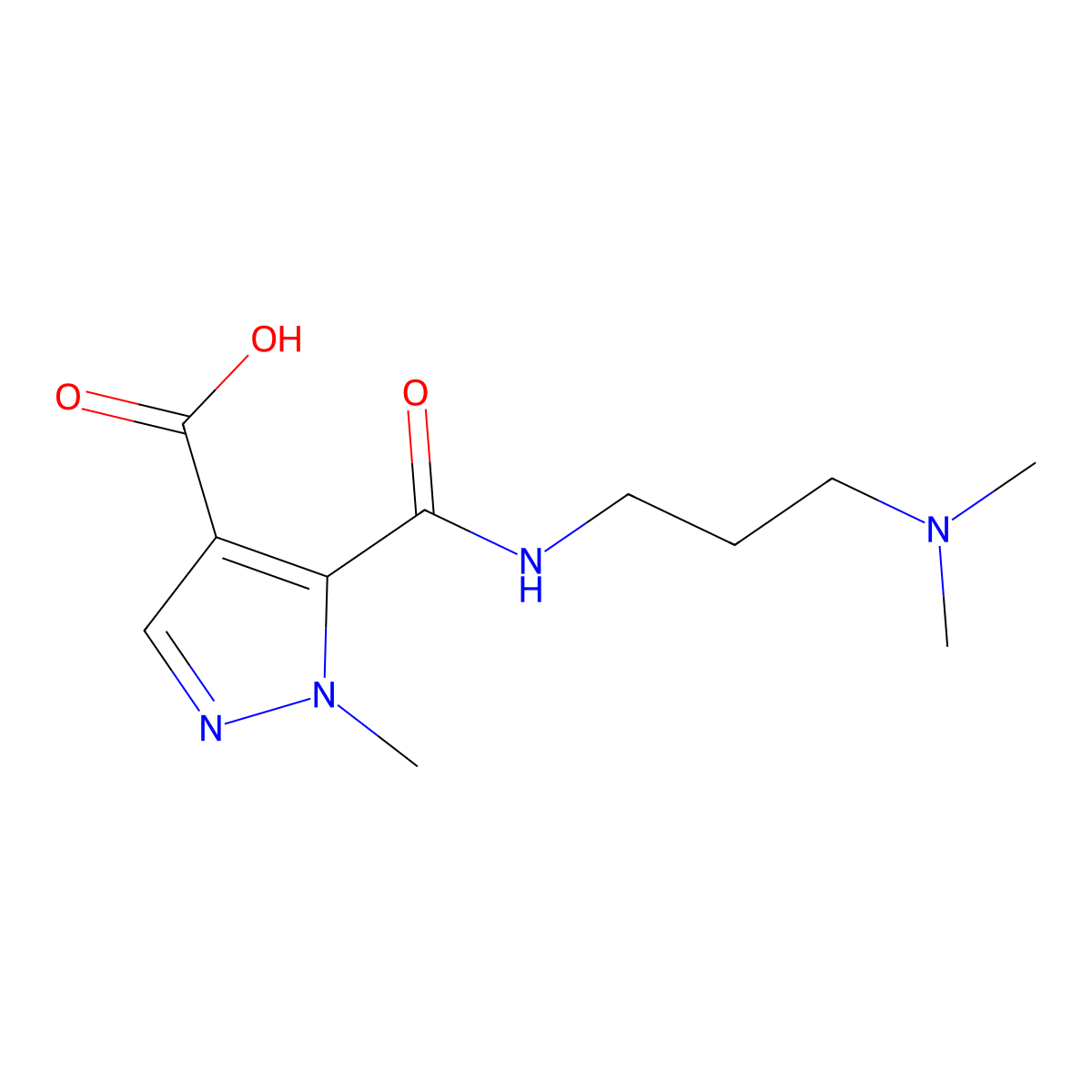 5-{N-[3-(dimethylamino)propyl]carbamoyl}-1-methylpyrazole-4-carboxylic acid molecular structure, CAS 1052627-33-4