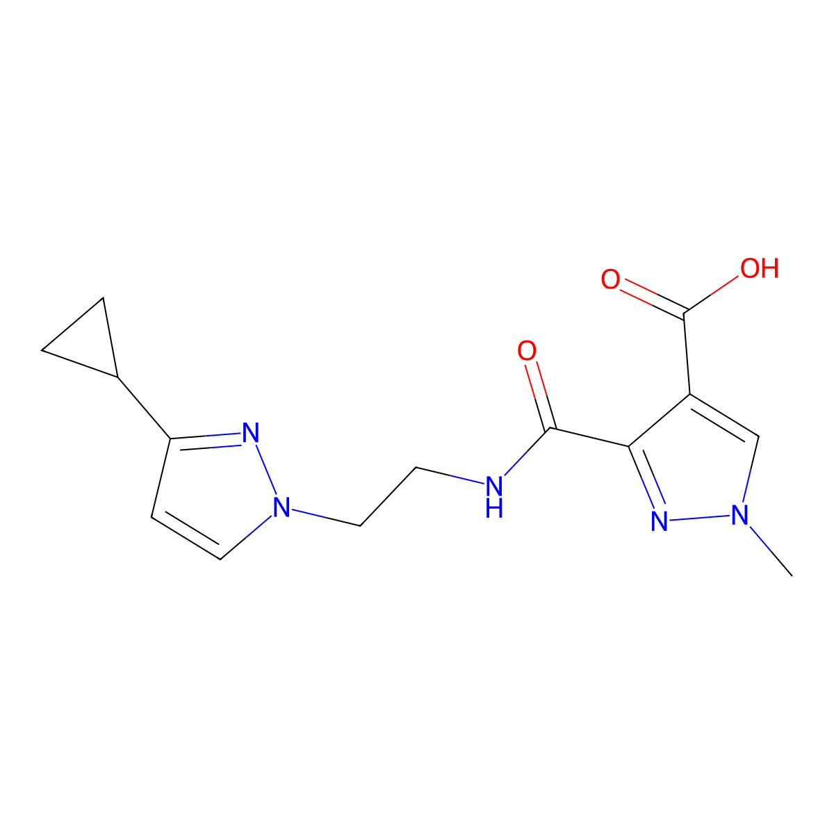 3-{N-[2-(3-cyclopropylpyrazolyl)ethyl]carbamoyl}-1-methylpyrazole-4-carboxylic acid molecular structure, CAS 1052629-02-3