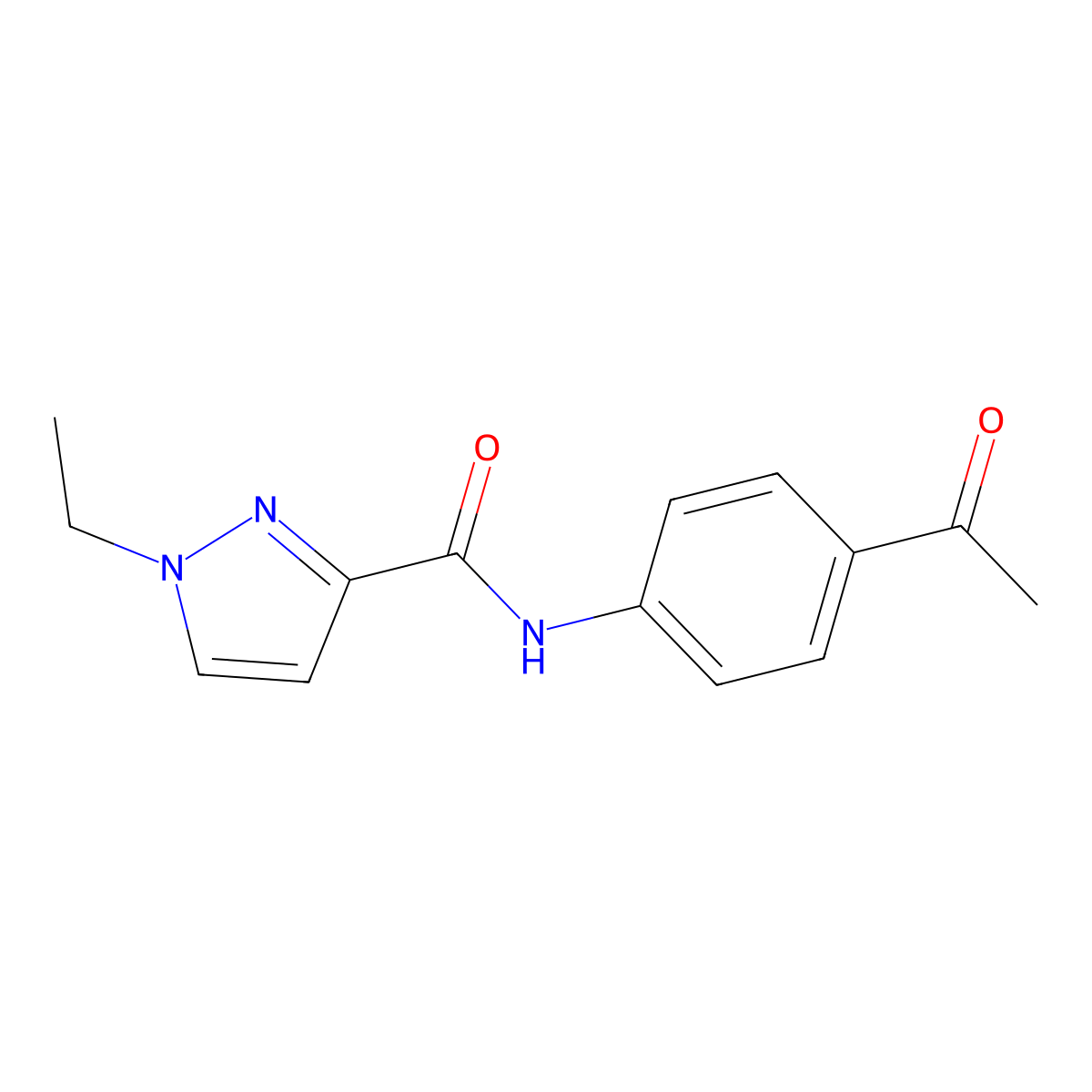 N-(4-acetylphenyl)-1-ethyl-1H-pyrazole-3-carboxamide molecular structure, CAS 1052629-15-8