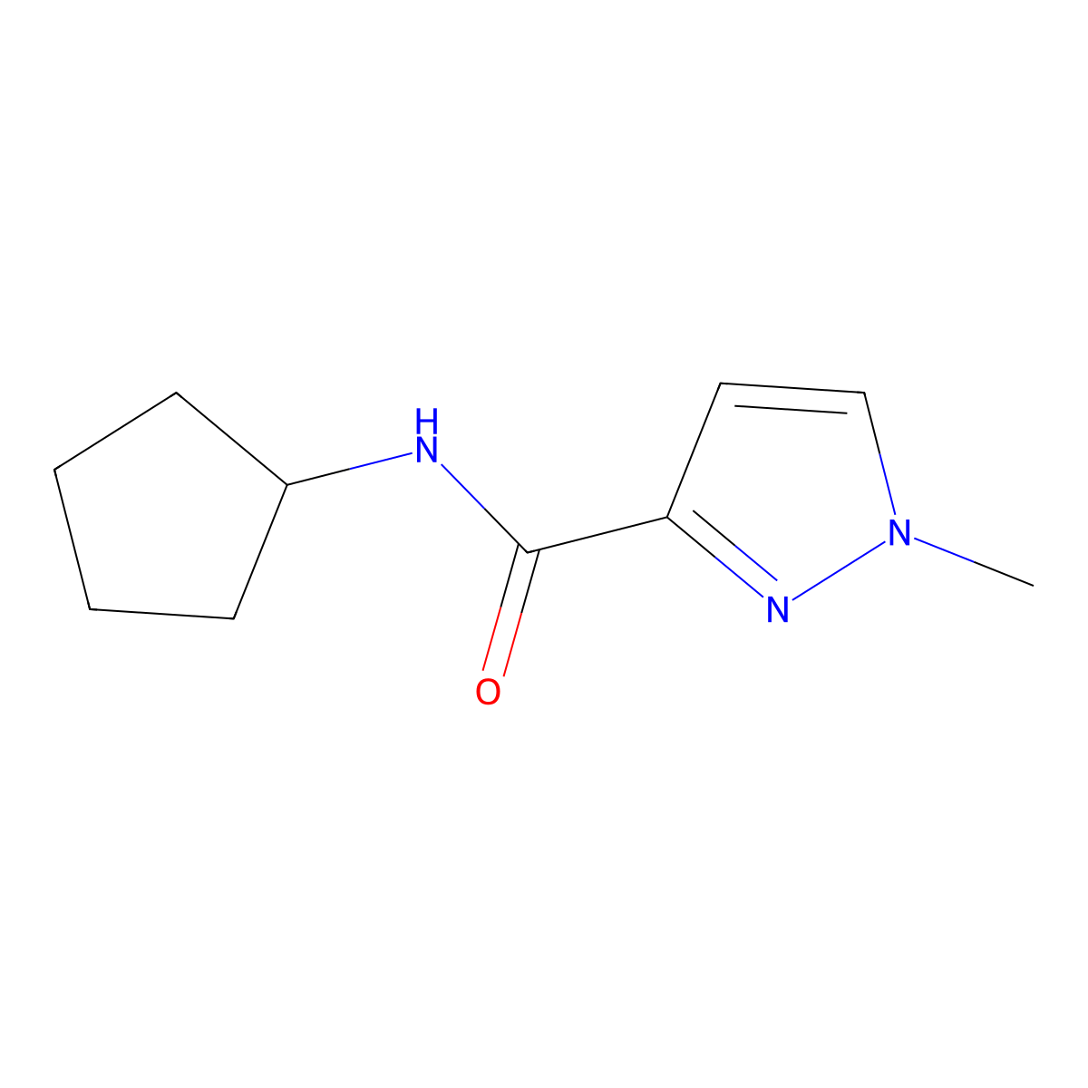 N-cyclopentyl-1-methyl-1H-pyrazole-3-carboxamide molecular structure, CAS 1052630-87-1