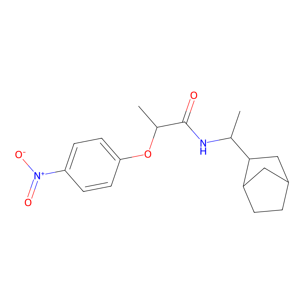 N-(1-Bicyclo[2.2.1]hept-2-ylethyl)-2-(4-nitrophenoxy)propanamide molecular structure, CAS 1052631-19-2