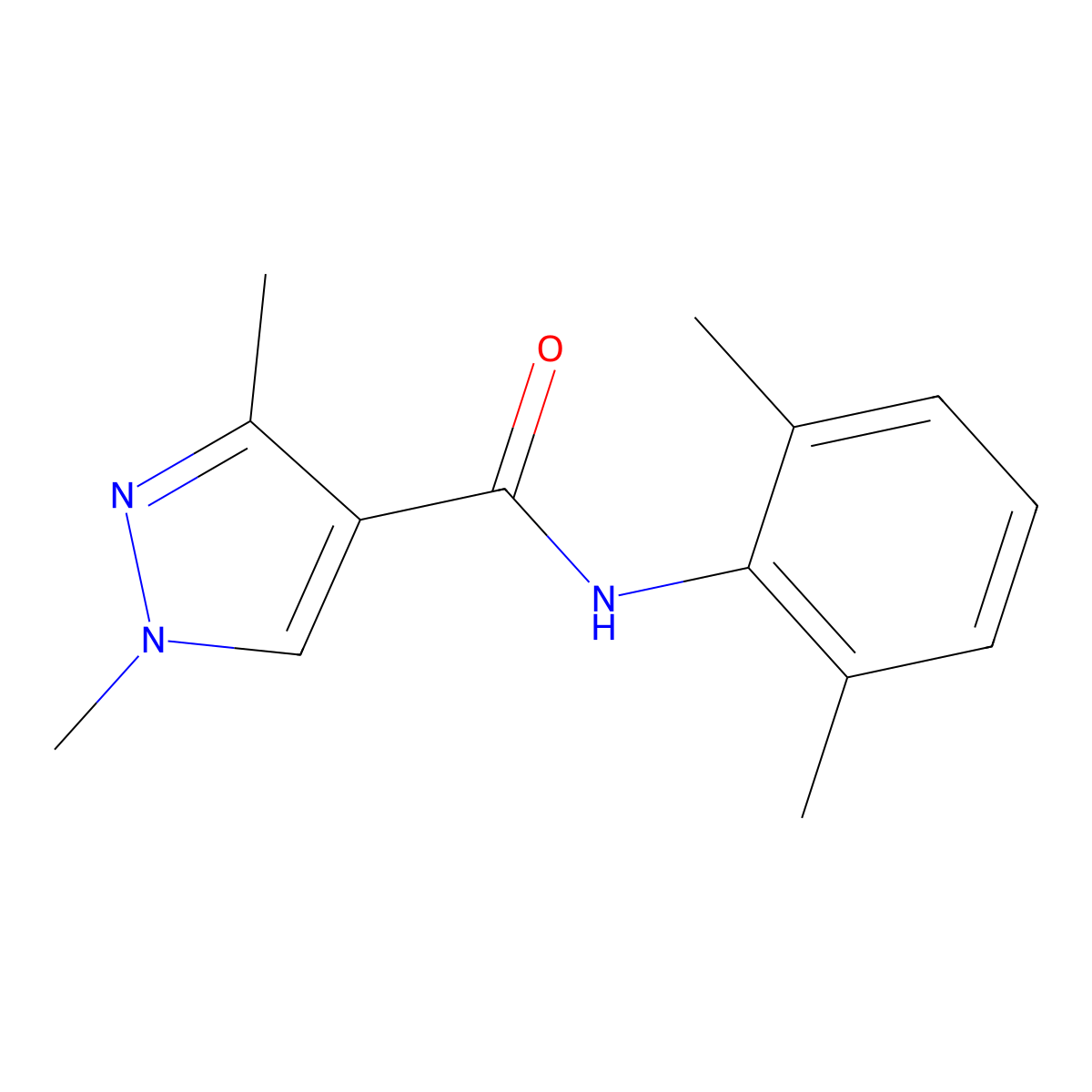 N-(2,6-dimethylphenyl)-1,3-dimethyl-1H-pyrazole-4-carboxamide molecular structure, CAS 1052631-89-6