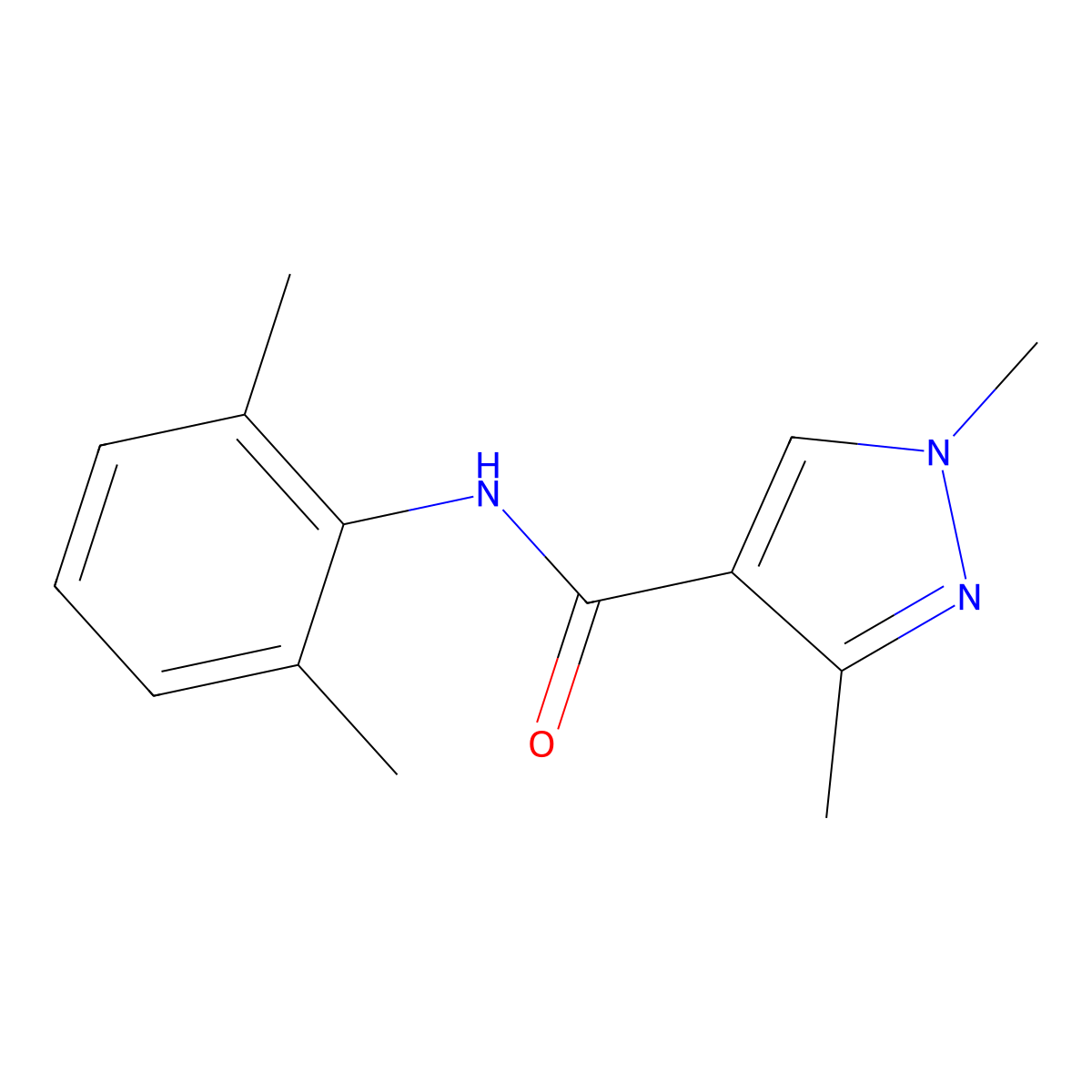 N-(2,6-dimethylphenyl)-1,3-dimethyl-1H-pyrazole-4-carboxamide molecular structure, CAS 1052631-89-6