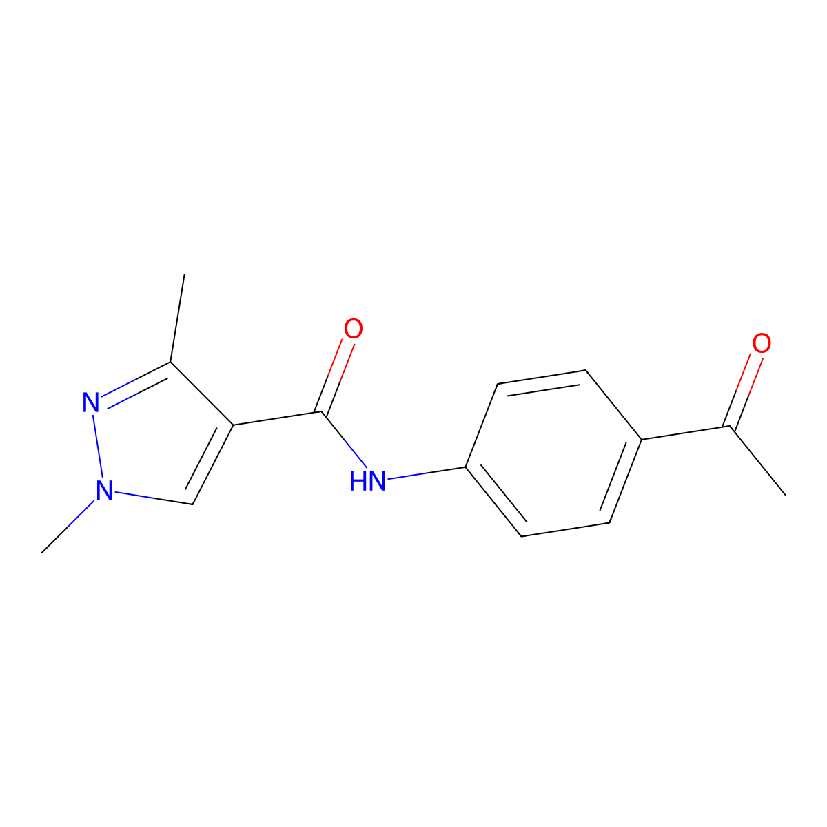 N-(4-acetylphenyl)-1,3-dimethyl-1H-pyrazole-4-carboxamide molecular structure, CAS 1052632-20-8