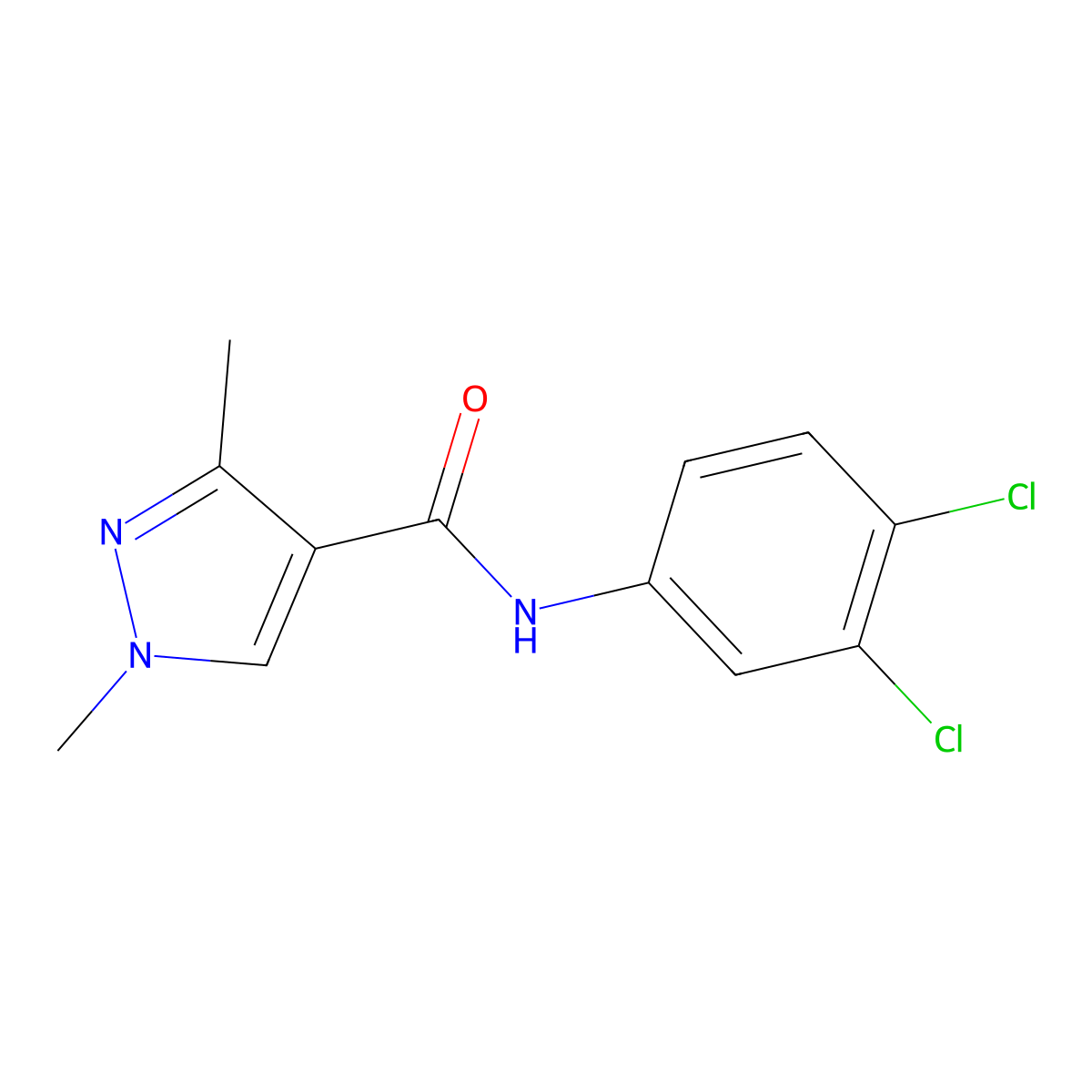 N-(3,4-dichlorophenyl)-1,3-dimethyl-1H-pyrazole-4-carboxamide molecular structure, CAS 1052632-34-4
