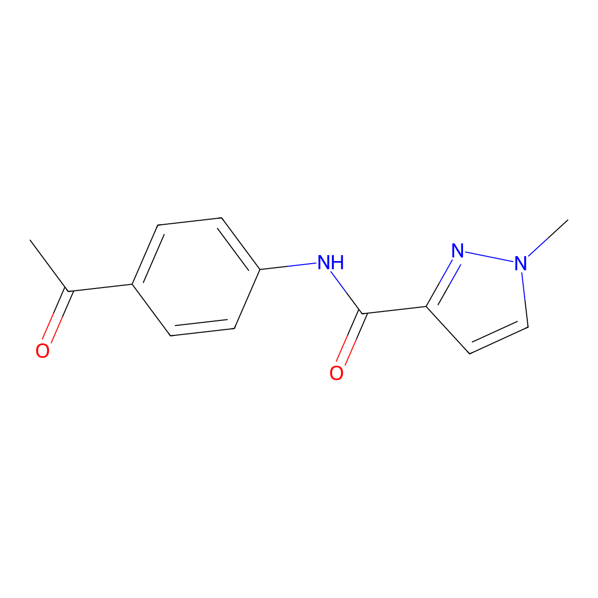 N-(4-acetylphenyl)-1-methyl-1H-pyrazole-3-carboxamide molecular structure, CAS 1052632-59-3