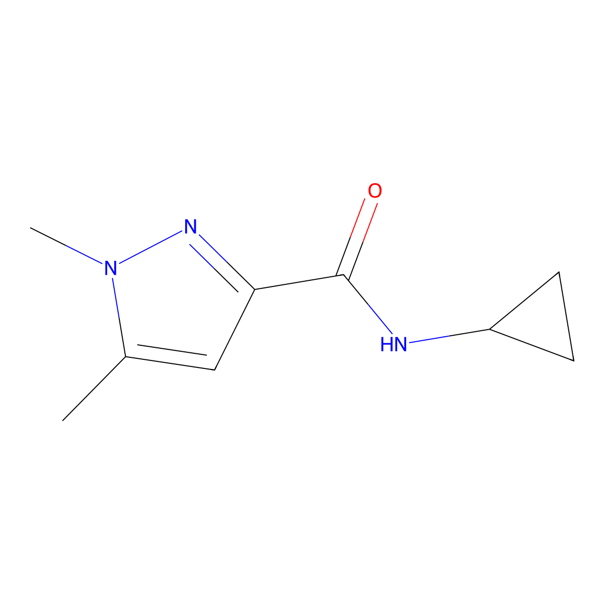 N-cyclopropyl-1,5-dimethyl-1H-pyrazole-3-carboxamide molecular structure, CAS 1052633-47-2