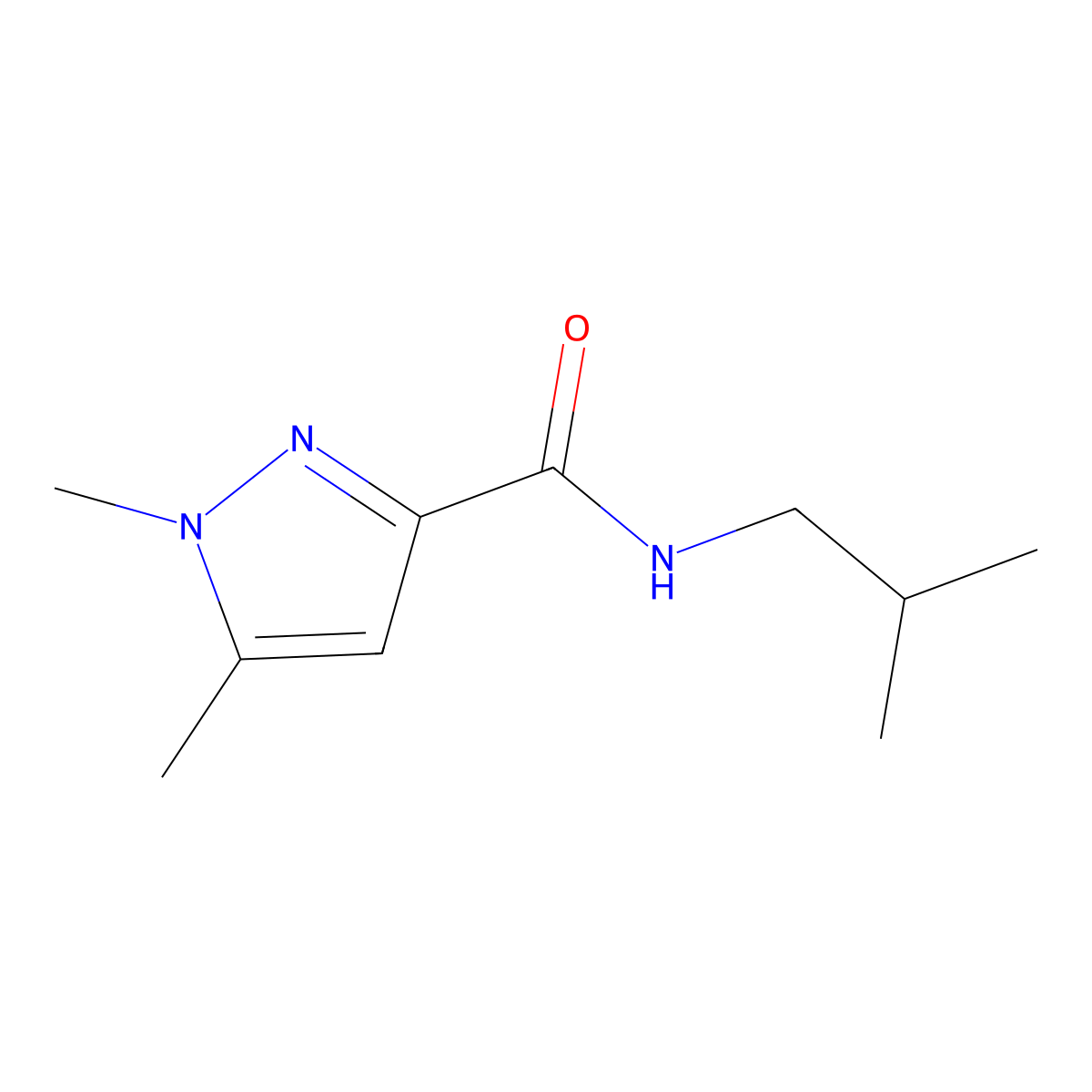 N-Isobutyl-1,5-dimethyl-1H-pyrazole-3-carboxamide molecular structure, CAS 1052633-74-5