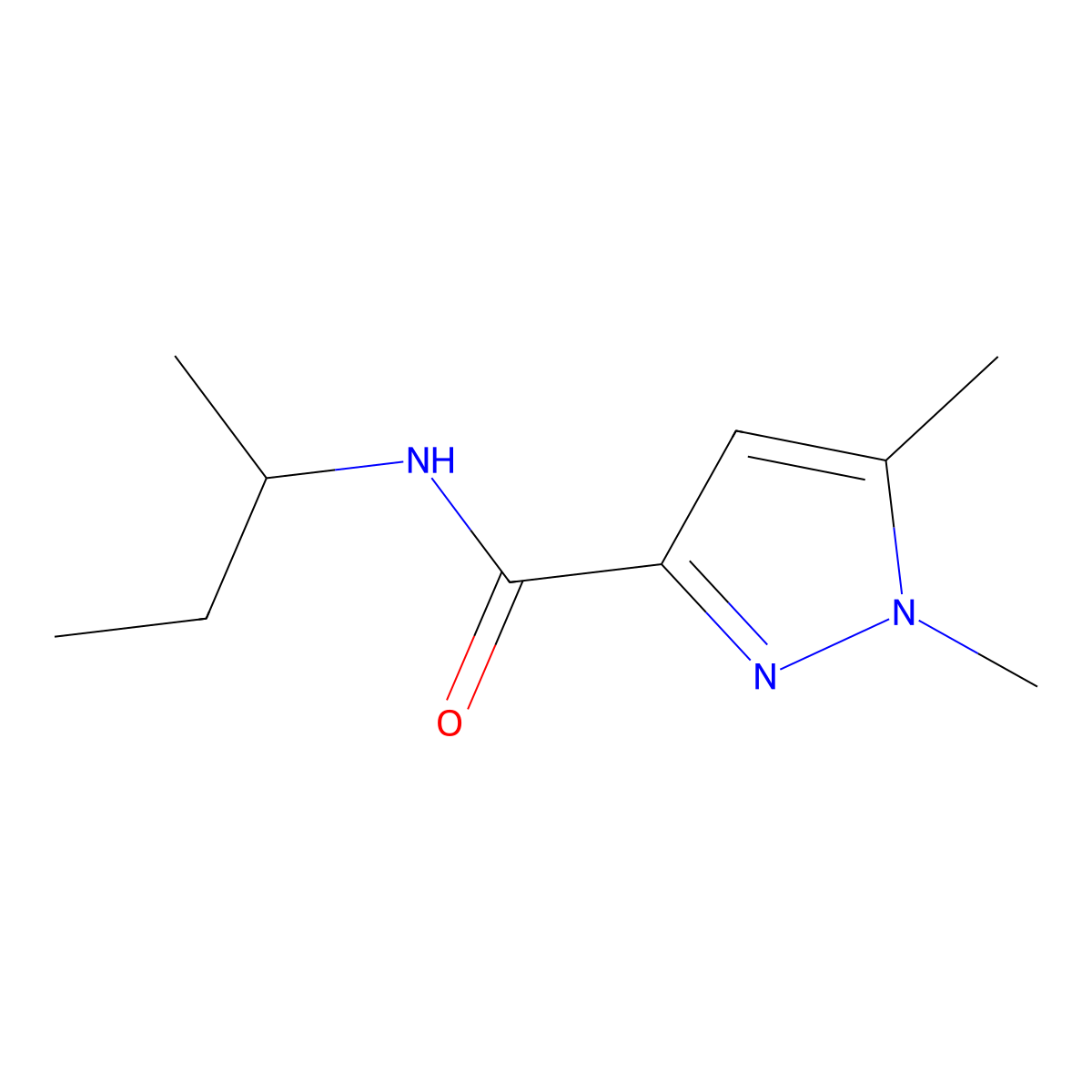 N-(sec-butyl)-1,5-dimethyl-1H-pyrazole-3-carboxamide molecular structure, CAS 1052634-29-3