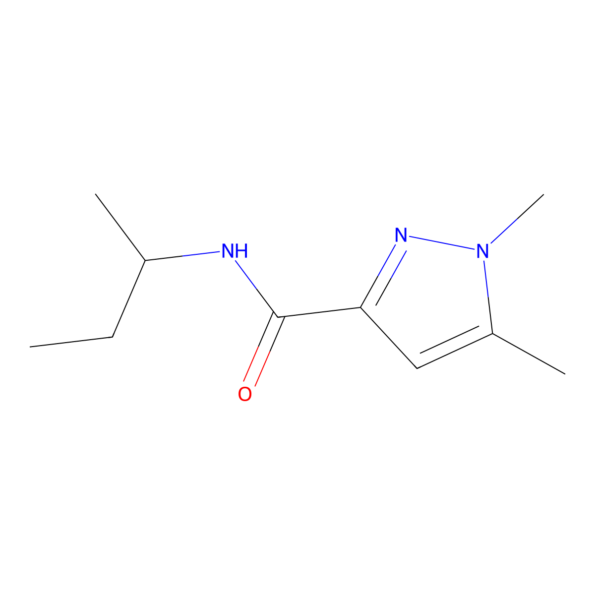 N-(sec-butyl)-1,5-dimethyl-1H-pyrazole-3-carboxamide molecular structure, CAS 1052634-29-3