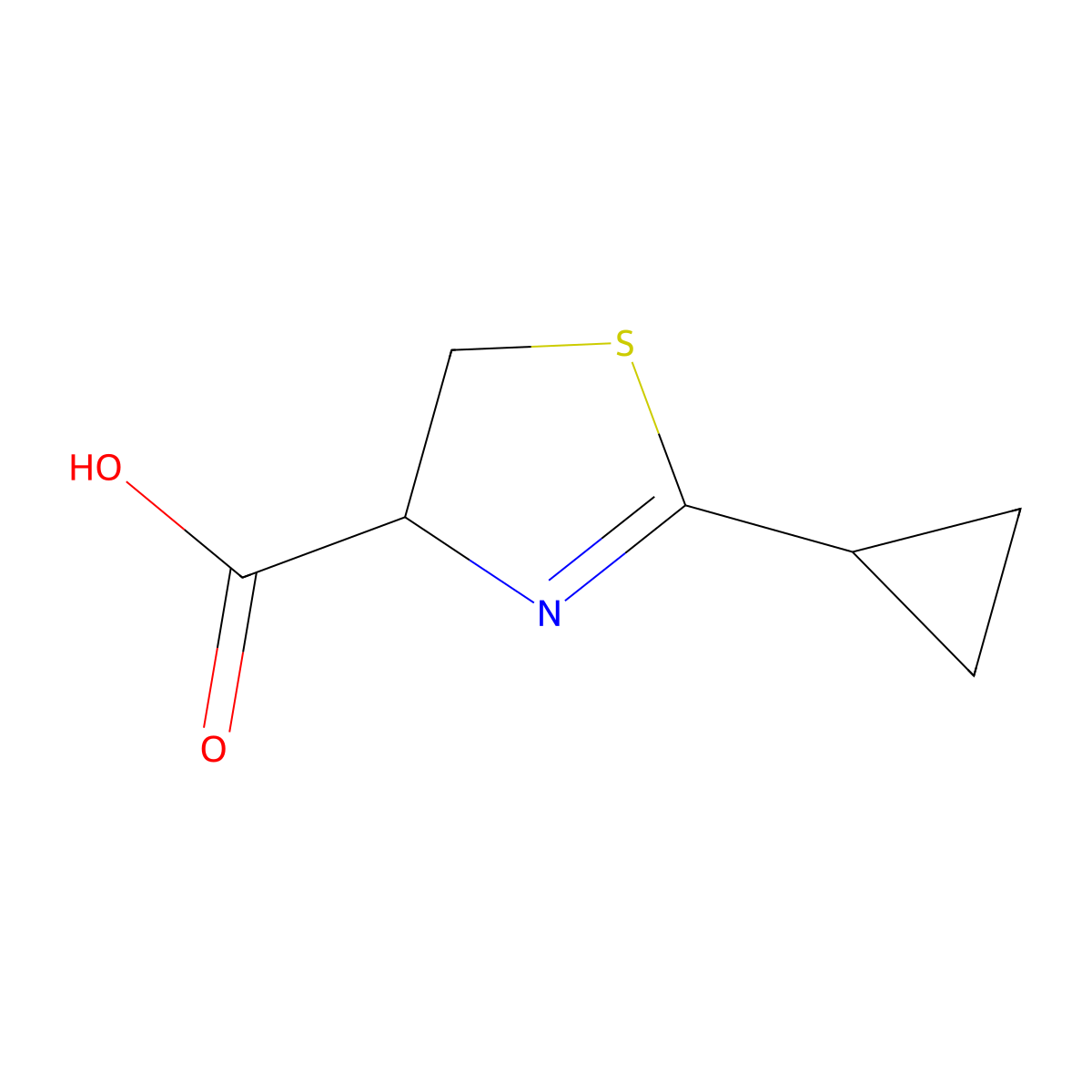 2-Cyclopropyl-4,5-dihydro-1,3-thiazole-4-carboxylic acid molecular structure, CAS 1052634-81-7