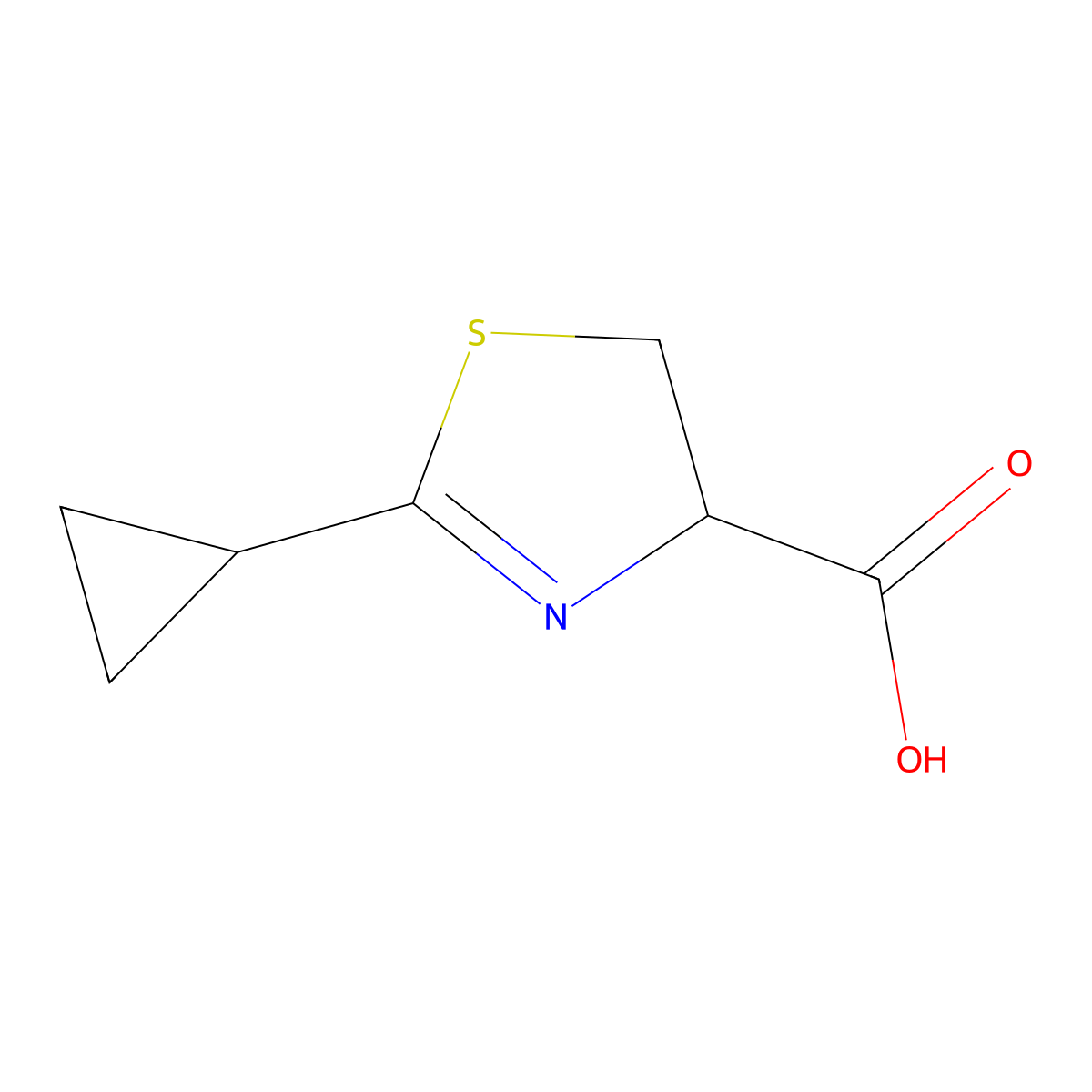 2-Cyclopropyl-4,5-dihydro-1,3-thiazole-4-carboxylic acid molecular structure, CAS 1052634-81-7
