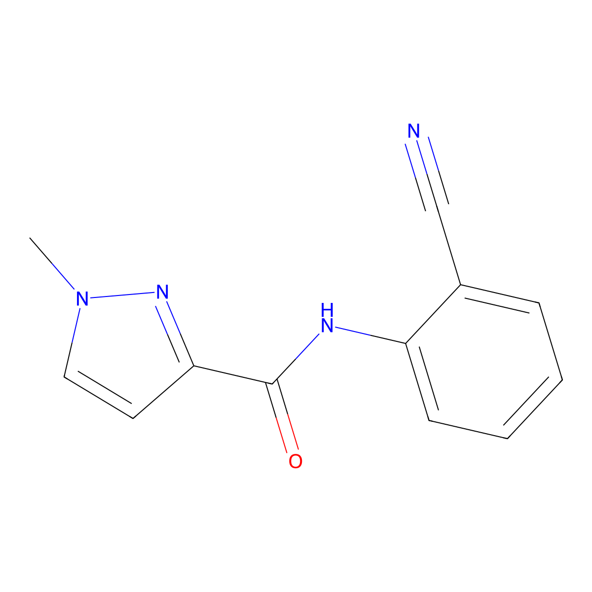 N-(2-cyanophenyl)-1-methyl-1H-pyrazole-3-carboxamide molecular structure, CAS 1052634-90-8