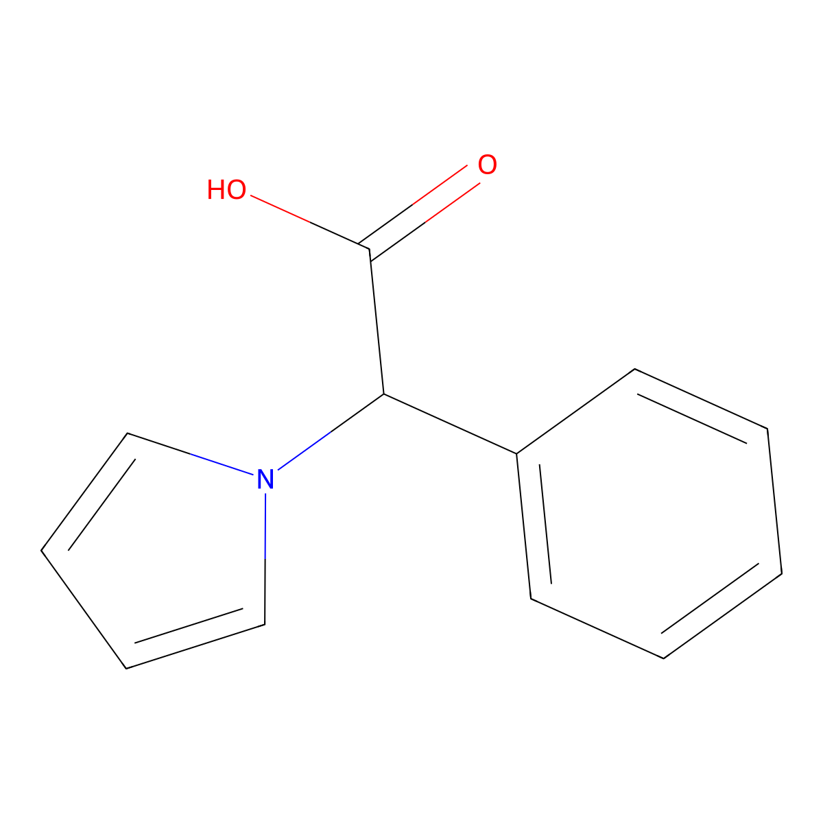 2-phenyl-2-(1H-pyrrol-1-yl)acetic acid molecular structure, CAS 105264-23-1