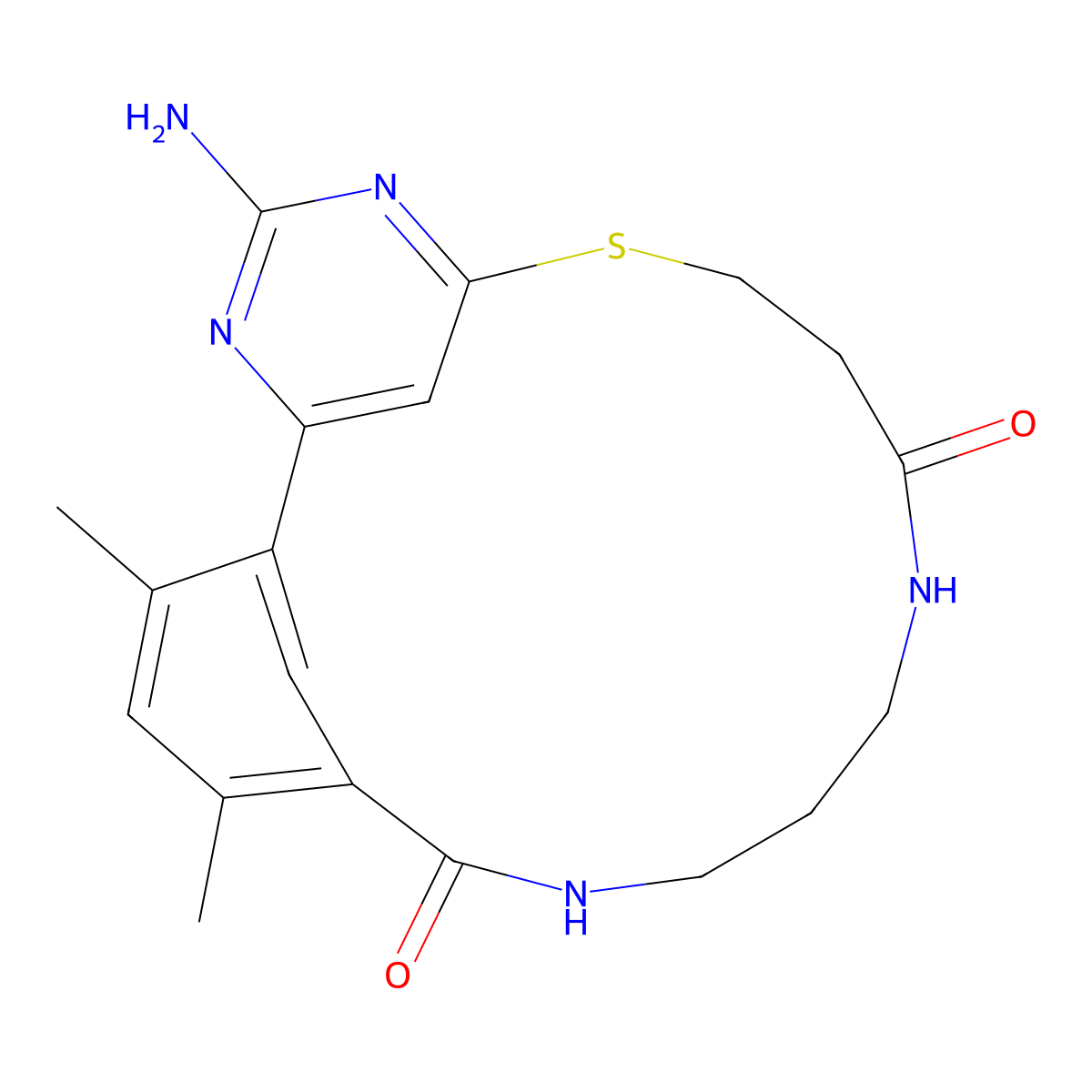 4-Amino-18,20-Dimethyl-7-Thia-3,5,11,15-Tetraazatricyclo[15.3.1.1(2,6)]docosa-1(20),2,4,6(22),17(21),18-Hexaene-10,16-Dione molecular structure, CAS 1052645-73-4