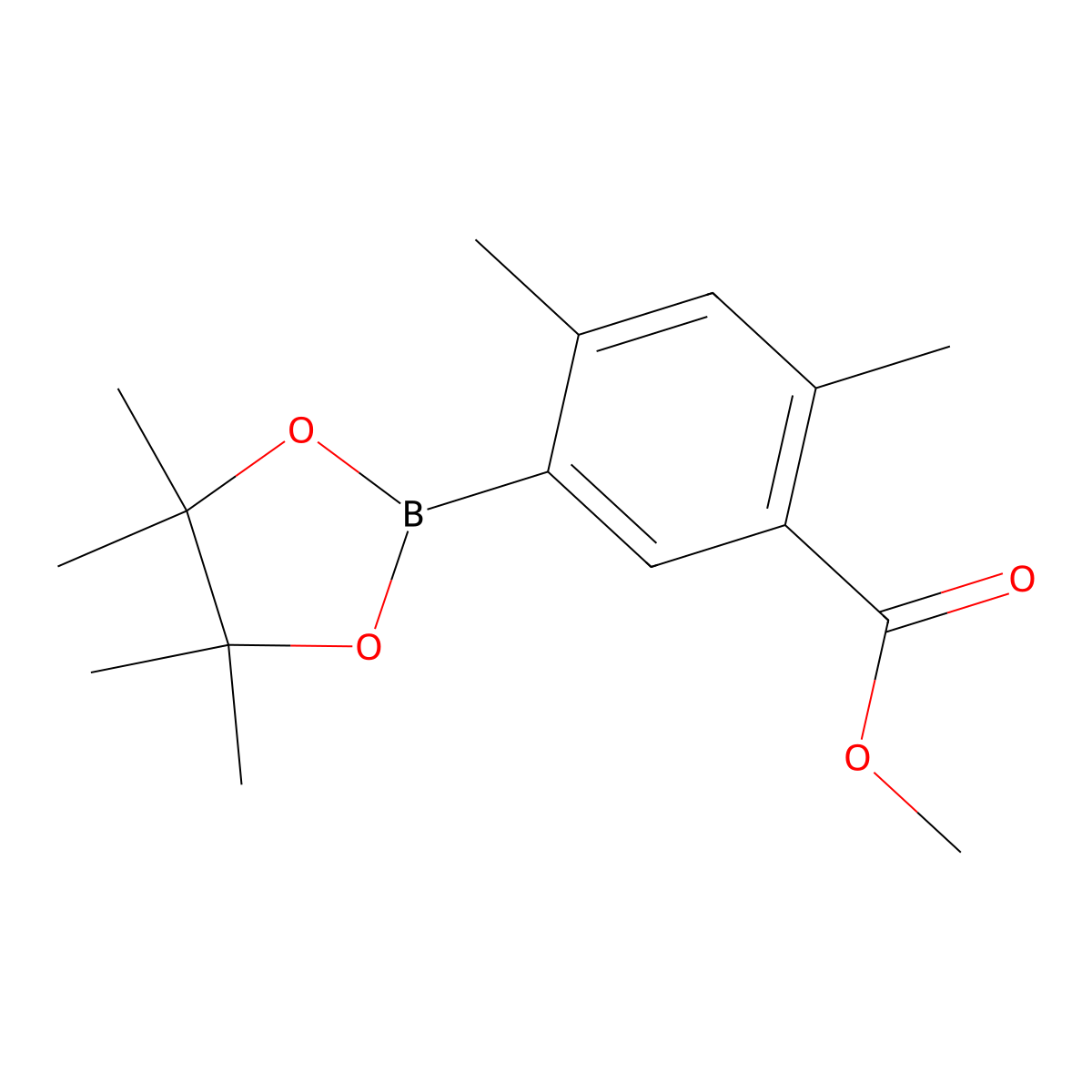 Methyl 2,4-dimethyl-5-(4,4,5,5-tetramethyl-1,3,2-dioxaborolan-2-yl)benzoate molecular structure, CAS 1052647-30-9