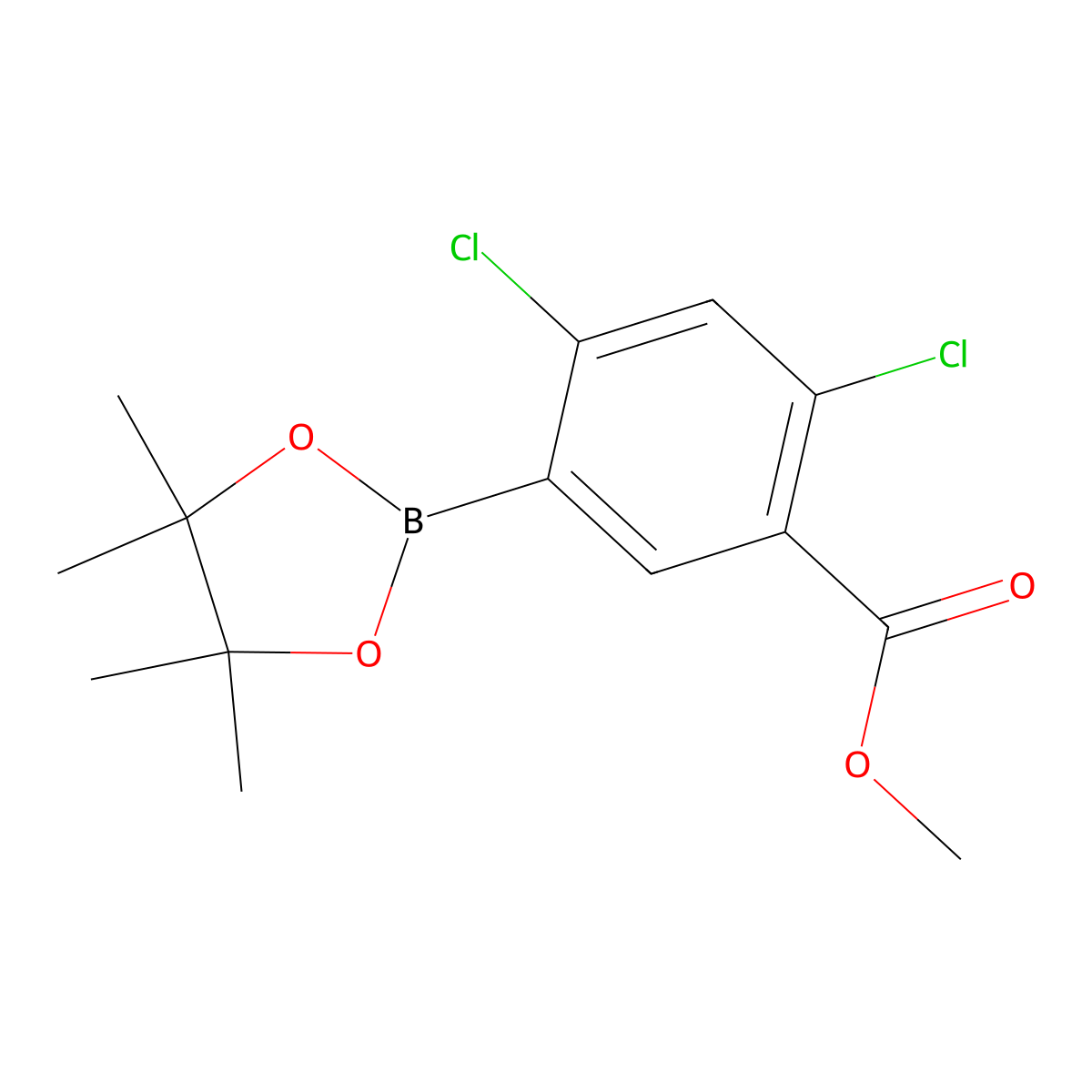 Methyl 2,4-dichloro-5-(4,4,5,5-tetramethyl-1,3,2-dioxaborolan-2-yl)benzoate molecular structure, CAS 1052647-70-7