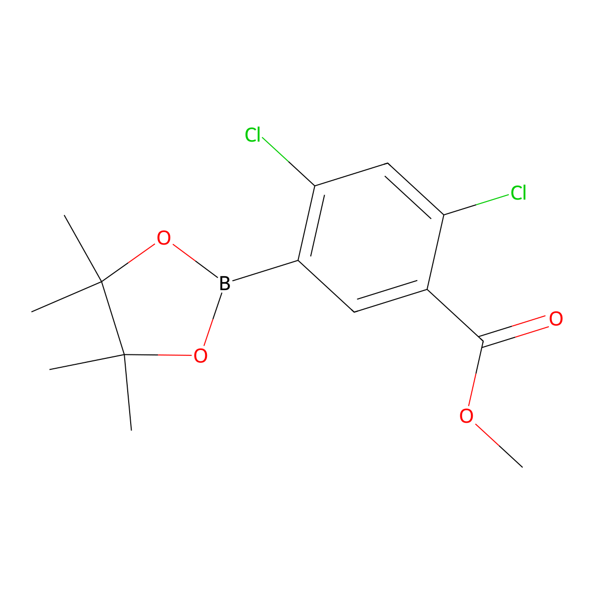 Methyl 2,4-dichloro-5-(4,4,5,5-tetramethyl-1,3,2-dioxaborolan-2-yl)benzoate molecular structure, CAS 1052647-70-7