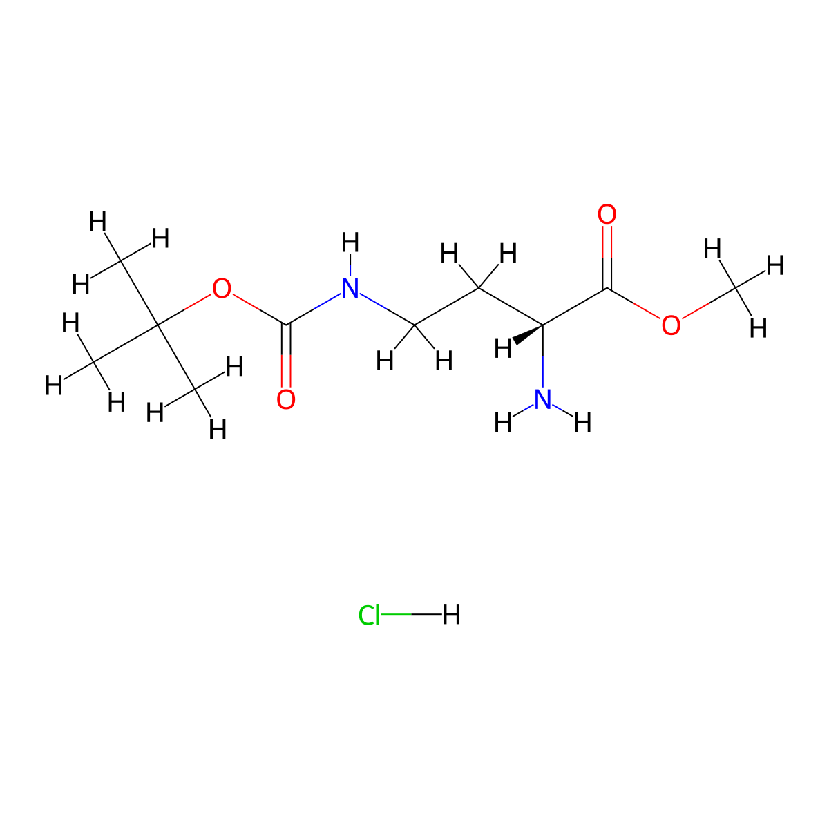 (R)-Methyl 2-amino-4-((tert-butoxycarbonyl)amino)butanoate hydrochloride molecular structure, CAS 1052649-77-0