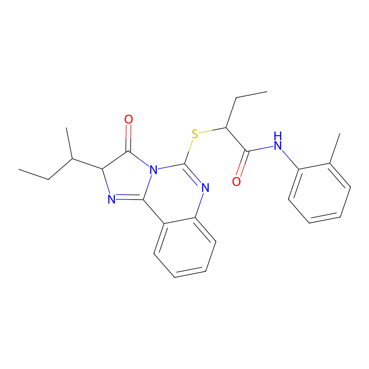 2-{[2-(butan-2-yl)-3-oxo-2H,3H-imidazo[1,2-c]quinazolin-5-yl]sulfanyl}-N-(2-methylphenyl)butanamide molecular structure, CAS 1052659-30-9