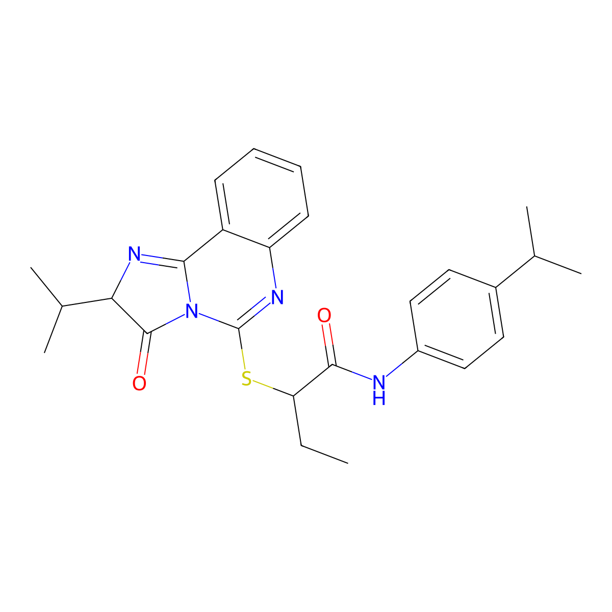 2-((2-isopropyl-3-oxo-2,3-dihydroimidazo[1,2-c]quinazolin-5-yl)thio)-N-(4-isopropylphenyl)butanamide molecular structure, CAS 1052659-37-6