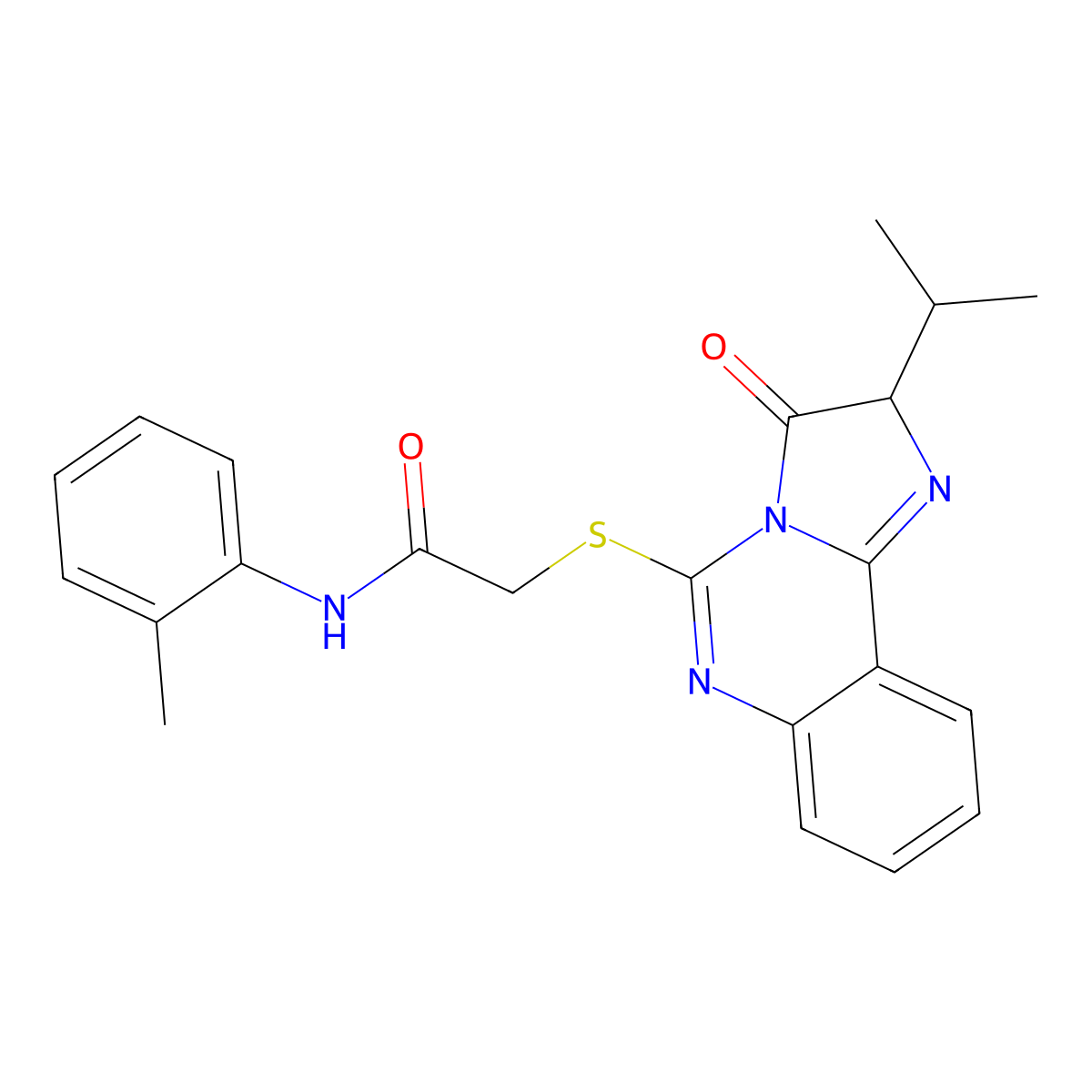 2-((2-isopropyl-3-oxo-2,3-dihydroimidazo[1,2-c]quinazolin-5-yl)thio)-N-(o-tolyl)acetamide molecular structure, CAS 1052659-52-5