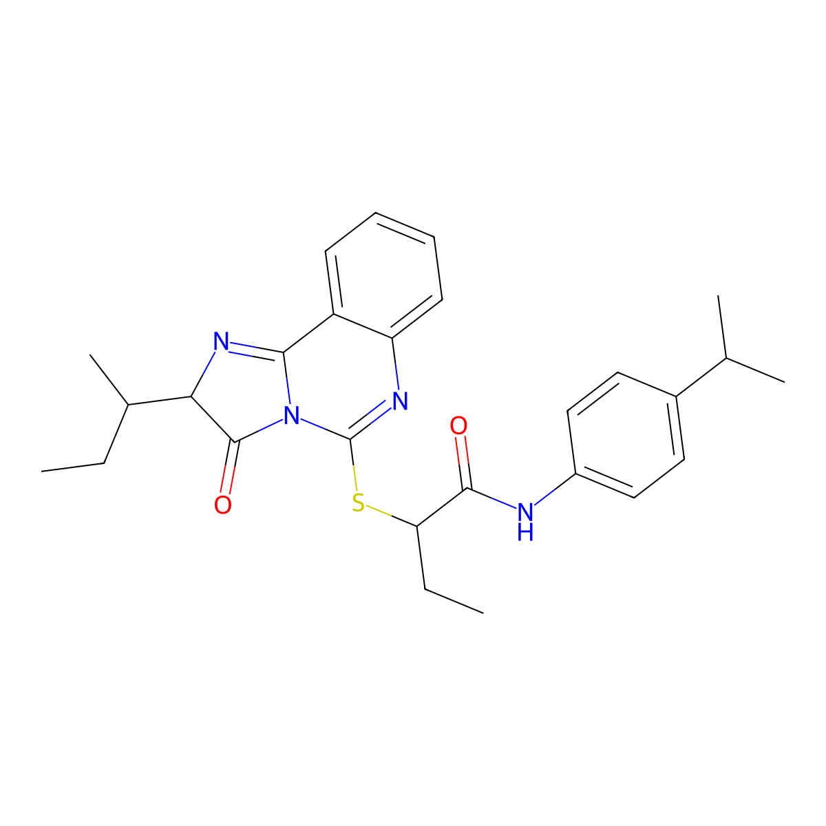 2-{[2-(butan-2-yl)-3-oxo-2H,3H-imidazo[1,2-c]quinazolin-5-yl]sulfanyl}-N-[4-(propan-2-yl)phenyl]butanamide molecular structure, CAS 1052663-99-6