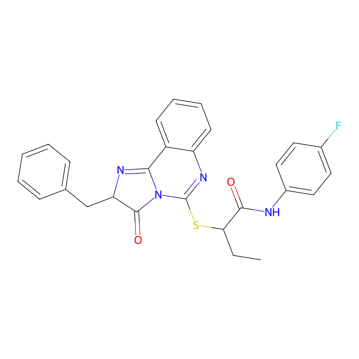 2-((2-benzyl-3-oxo-2,3-dihydroimidazo[1,2-c]quinazolin-5-yl)thio)-N-(4-fluorophenyl)butanamide molecular structure, CAS 1052666-07-5