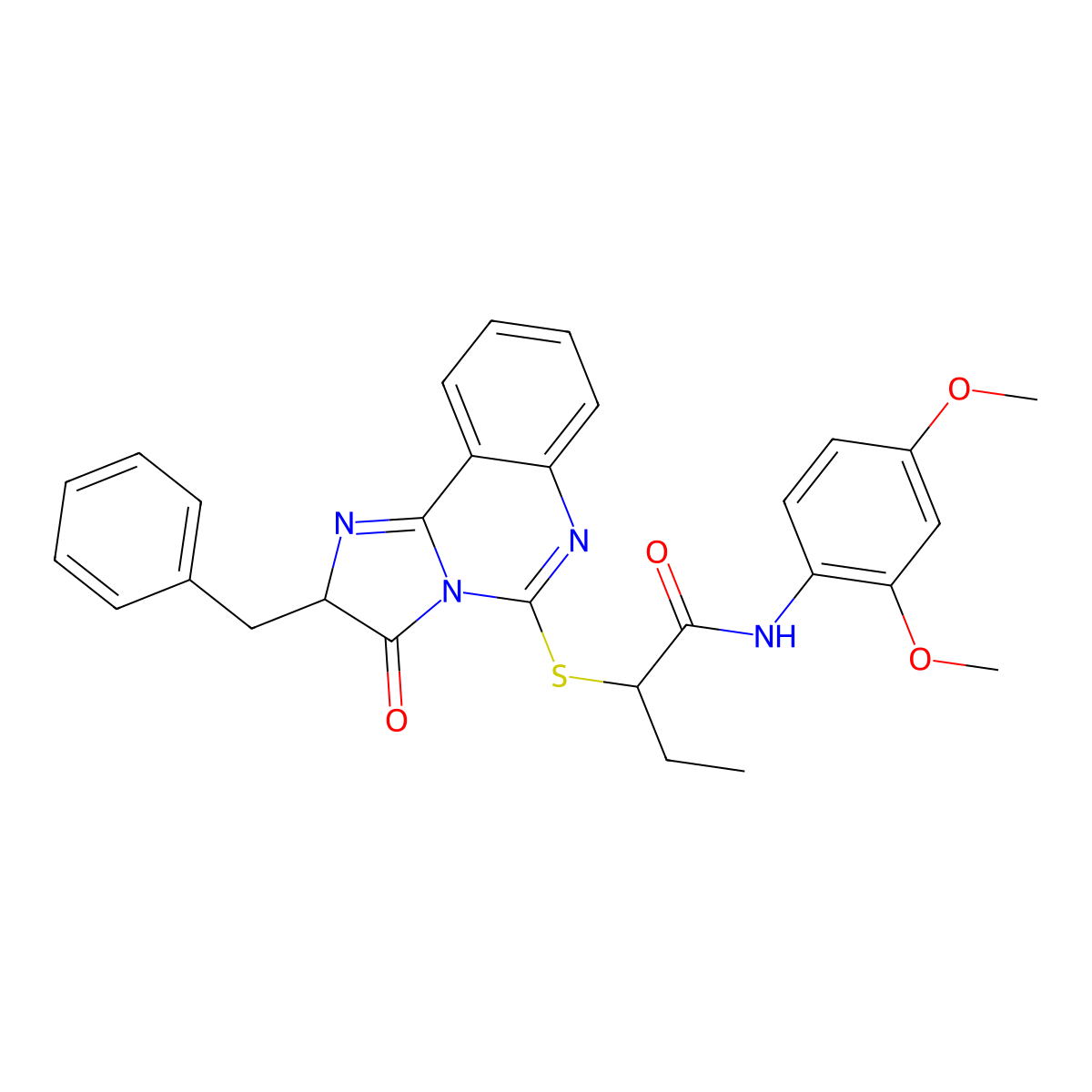 2-((2-benzyl-3-oxo-2,3-dihydroimidazo[1,2-c]quinazolin-5-yl)thio)-N-(2,4-dimethoxyphenyl)butanamide molecular structure, CAS 1052666-45-1