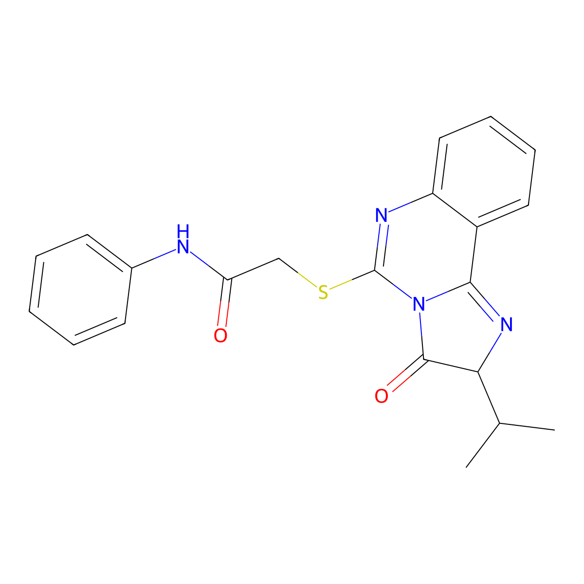 2-{[3-oxo-2-(propan-2-yl)-2H,3H-imidazo[1,2-c]quinazolin-5-yl]sulfanyl}-N-phenylacetamide molecular structure, CAS 1052666-61-1