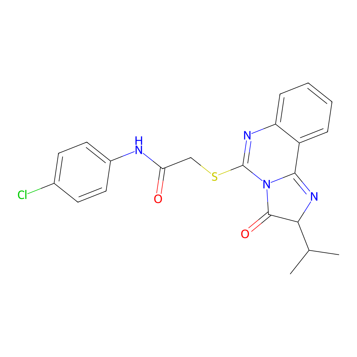 N-(4-chlorophenyl)-2-{[3-oxo-2-(propan-2-yl)-2H,3H-imidazo[1,2-c]quinazolin-5-yl]sulfanyl}acetamide molecular structure, CAS 1052666-78-0