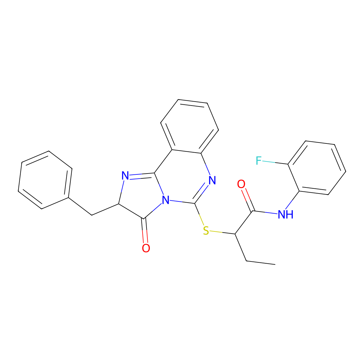 2-((2-benzyl-3-oxo-2,3-dihydroimidazo[1,2-c]quinazolin-5-yl)thio)-N-(2-fluorophenyl)butanamide molecular structure, CAS 1052667-03-4