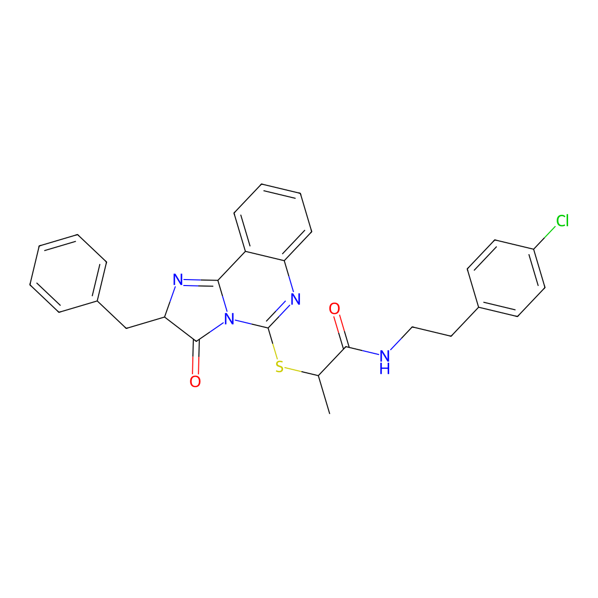 2-((2-benzyl-3-oxo-2,3-dihydroimidazo[1,2-c]quinazolin-5-yl)thio)-N-(4-chlorophenethyl)propanamide molecular structure, CAS 1052669-08-5