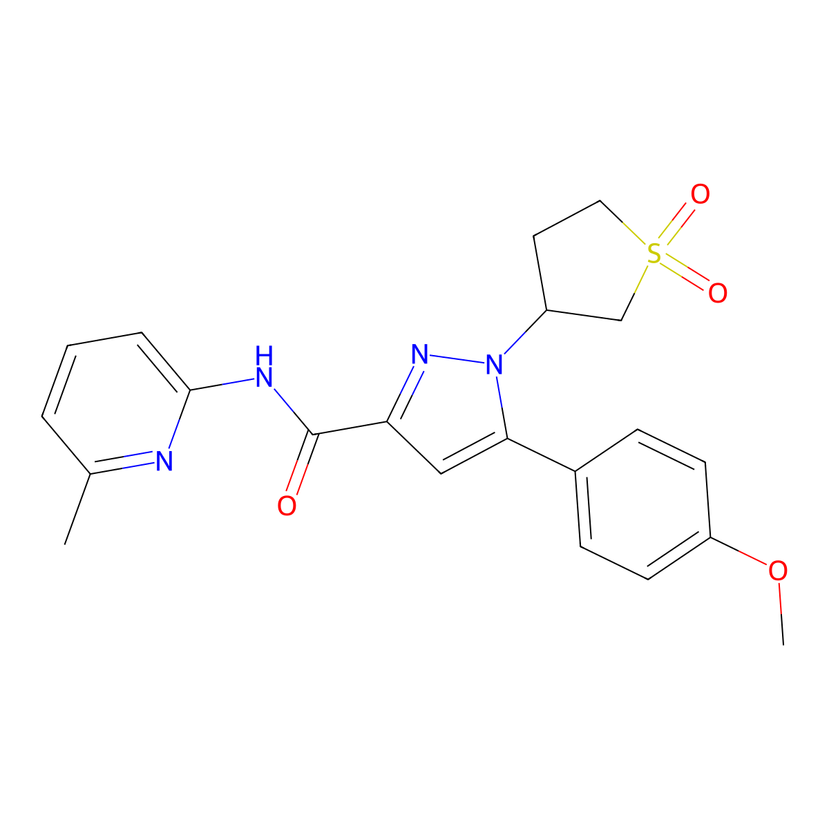 1-(1,1-dioxidotetrahydro-3-thienyl)-5-(4-methoxyphenyl)-N-(6-methylpyridin-2-yl)-1H-pyrazole-3-carboxamide molecular structure, CAS 1052671-90-5