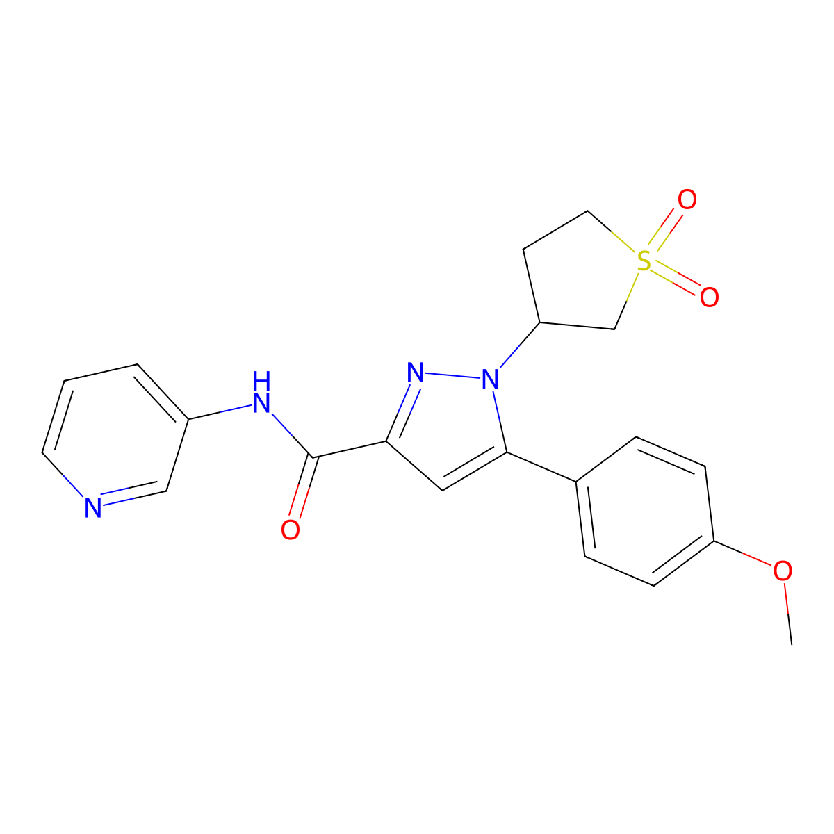 1-(1,1-dioxidotetrahydro-3-thienyl)-5-(4-methoxyphenyl)-N-pyridin-3-yl-1H-pyrazole-3-carboxamide molecular structure, CAS 1052672-12-4