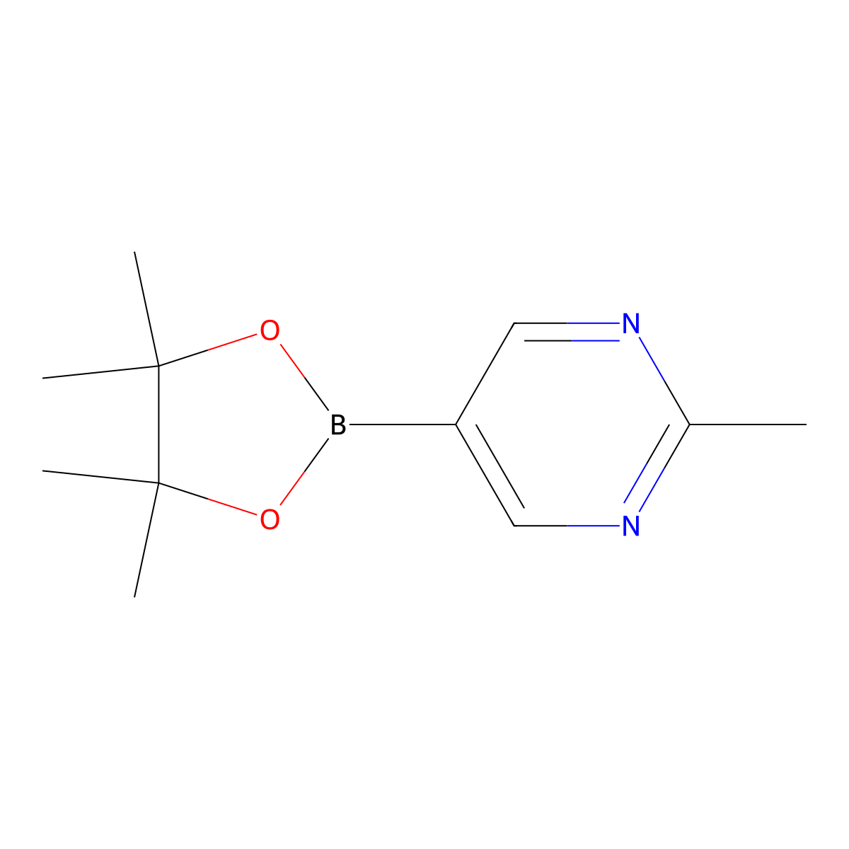 2-Methyl-5-(tetramethyl-1,3,2-dioxaborolan-2-yl)pyrimidine molecular structure, CAS 1052686-67-5