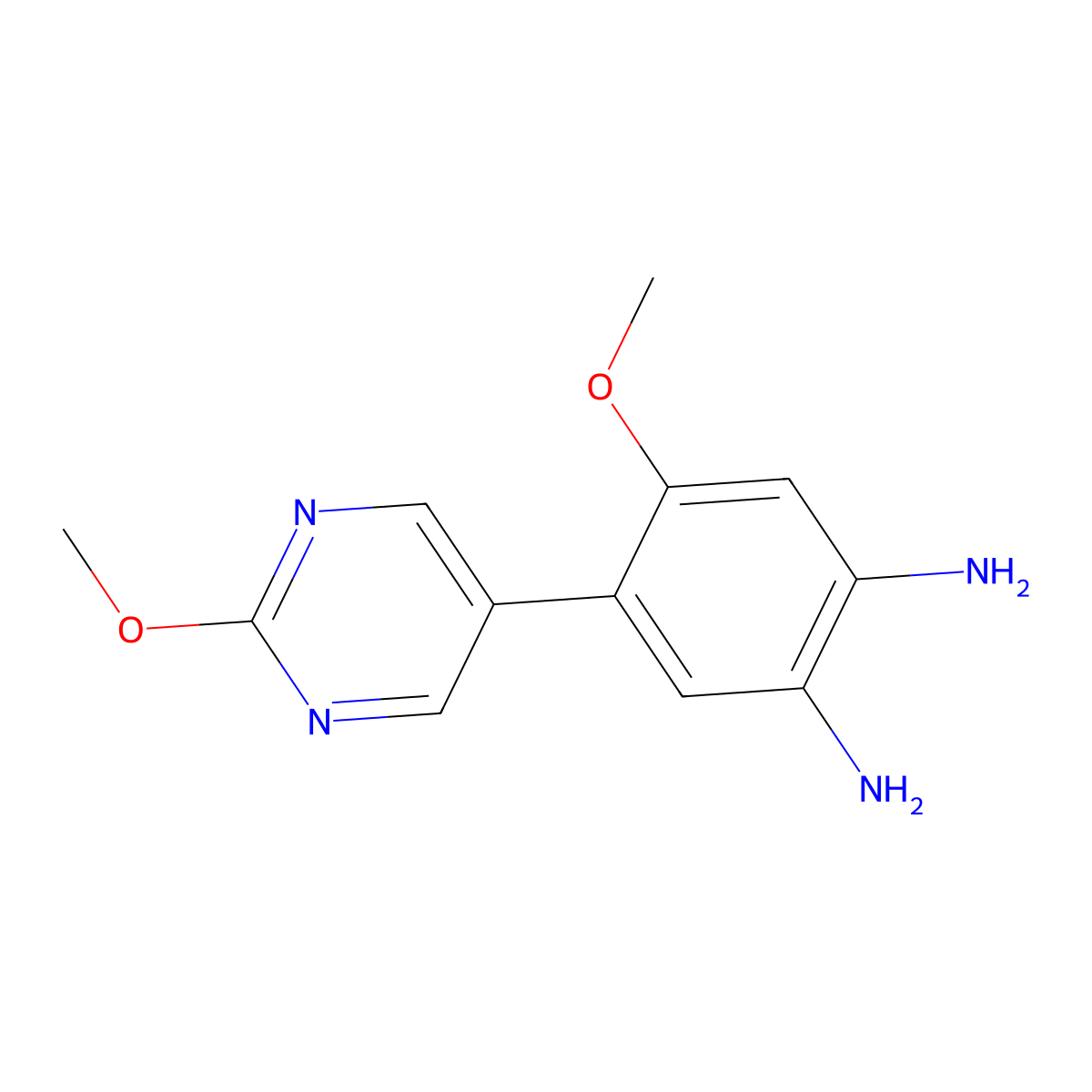 4-Methoxy-5-(2-methoxypyrimidin-5-yl)benzene-1,2-diamine molecular structure, CAS 1052686-70-0