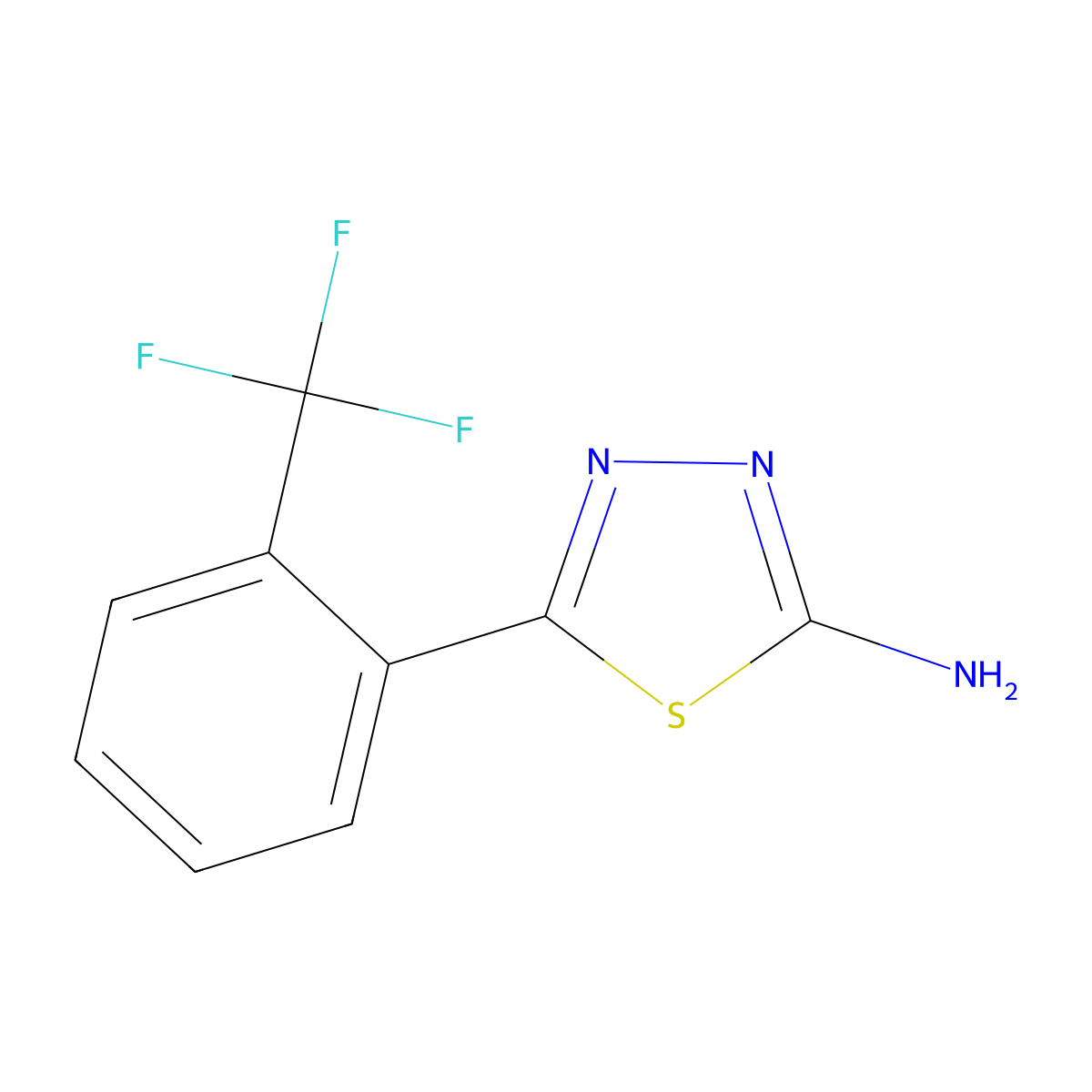 5-(2-(Trifluoromethyl)phenyl)-1,3,4-thiadiazol-2-amine molecular structure, CAS 1052694-84-4