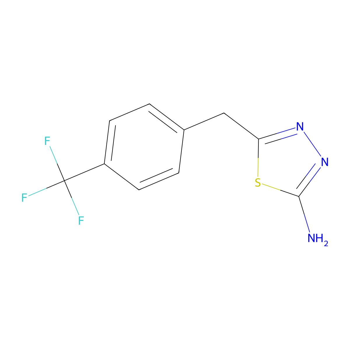5-{[4-(Trifluoromethyl)phenyl]methyl}-1,3,4-thiadiazol-2-amine molecular structure, CAS 1052694-85-5