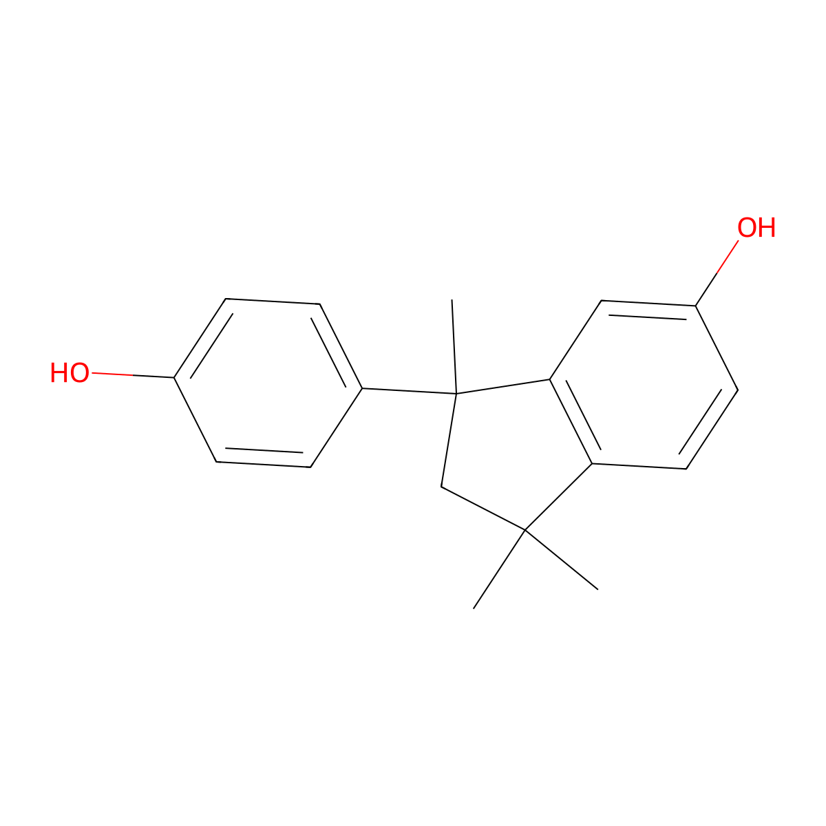 1H-Inden-5-ol, 2,3-dihydro-3-(4-hydroxyphenyl)-1,1,3-trimethyl- molecular structure, CAS 10527-11-4