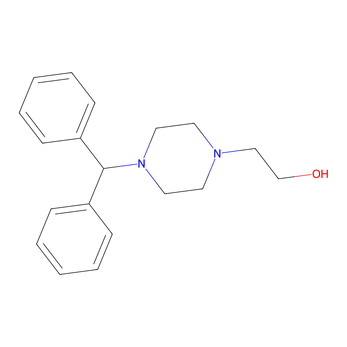4-(Diphenylmethyl)-1-piperazineethanol molecular structure, CAS 10527-64-7
