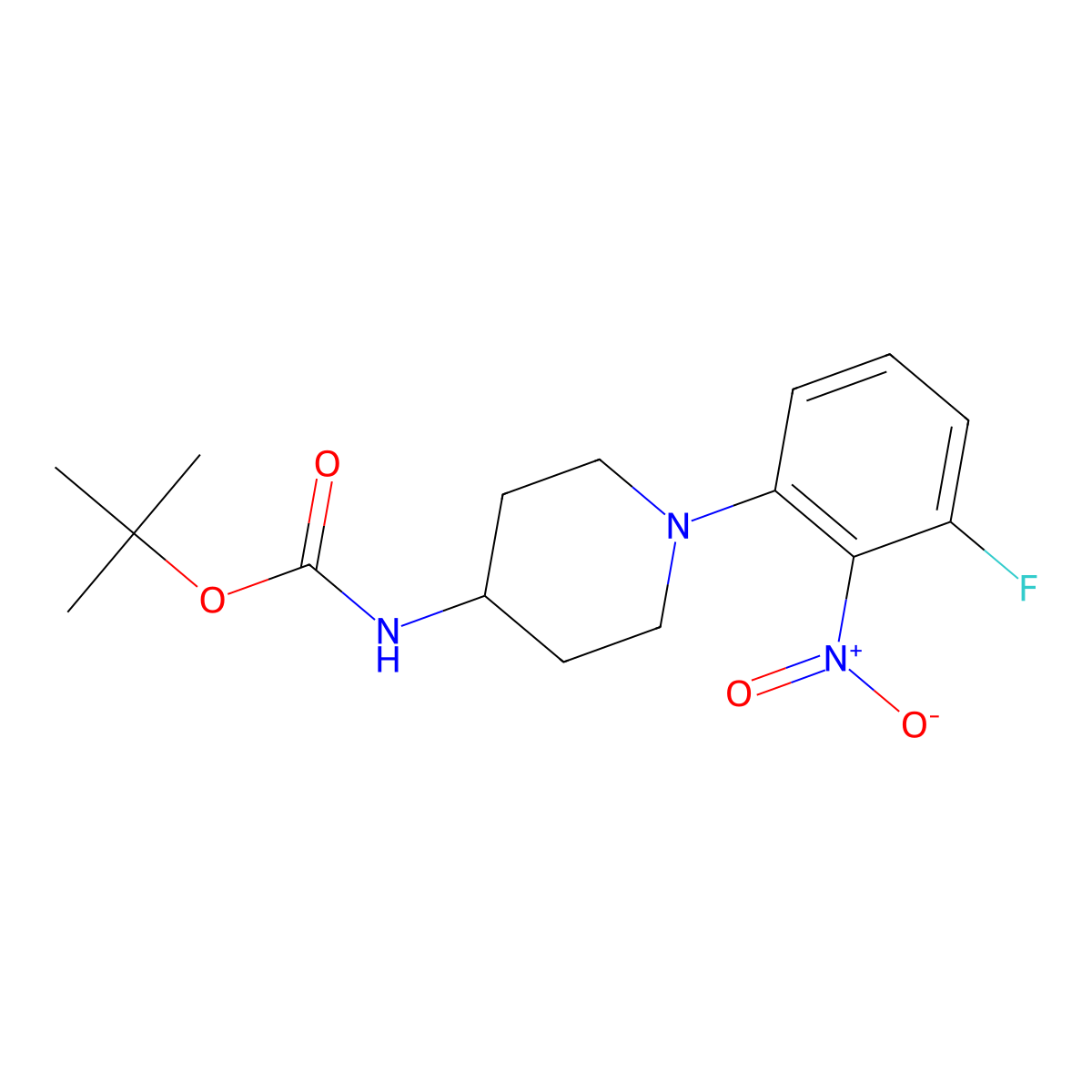 tert-Butyl 1-(3-fluoro-2-nitrophenyl)piperidine-4-ylcarbamate molecular structure, CAS 1052705-07-3